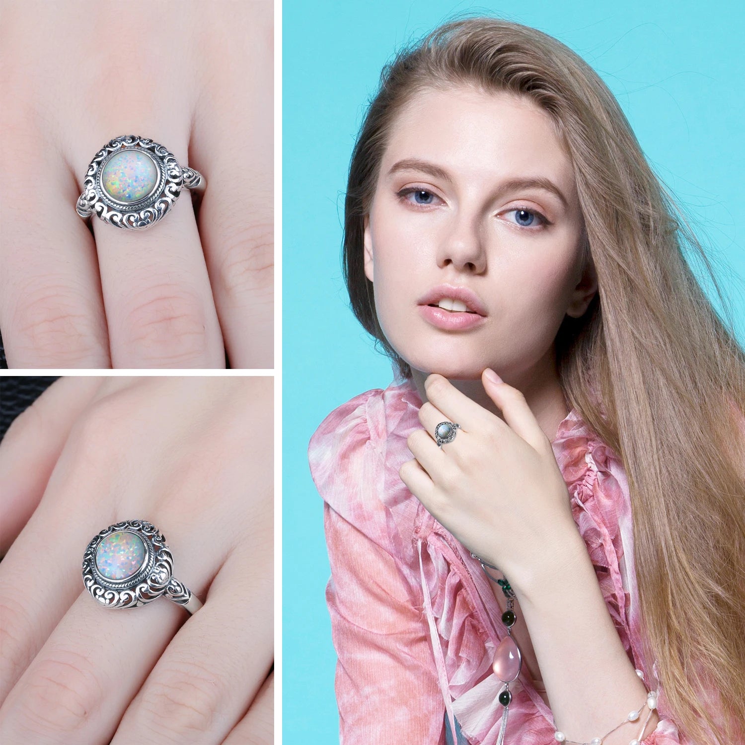 Deeamlight Gleam Ring - Elegant Adjustable Silver Ring for Women, Perfect for Engagement, Wedding, Anniversary & Everyday Wear