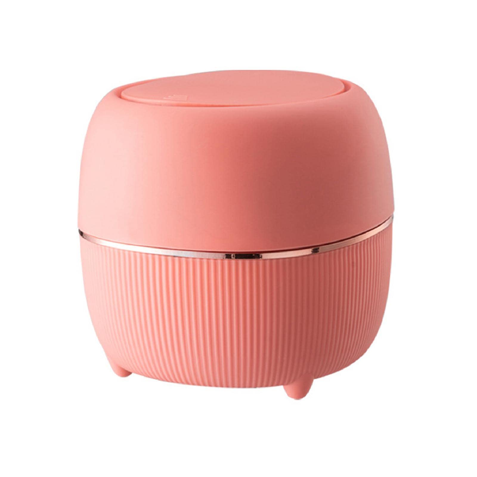 Modern Mini Trash Can with Lid - Small Press-Type Waste Basket for Desk, Office, Coffee Table - Pink | Space-Saving Desktop Garbage Bin for Home, Office & Dorm Rooms