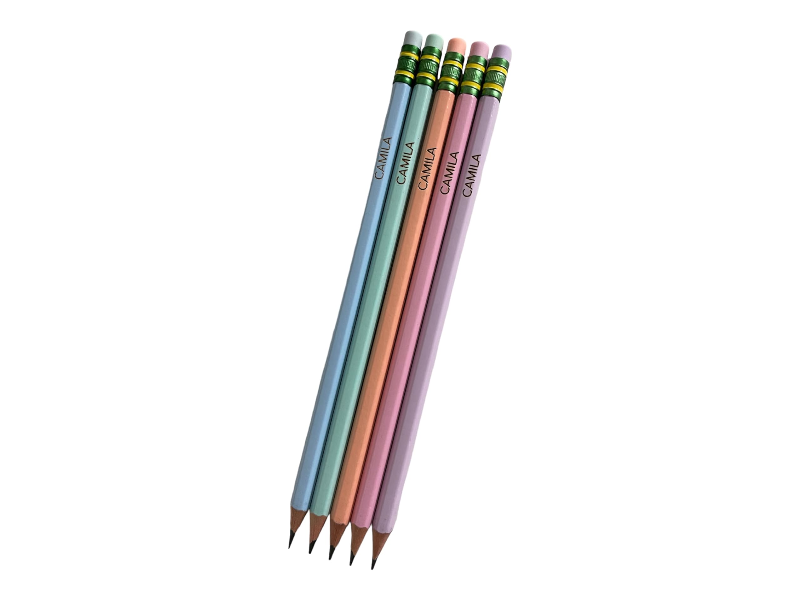 Custom Engraved Pastel Pencils - Personalized Name Pencils Set of 5 - Unique School & Office Supplies for Students, Teachers & Professionals - Perfect for Gifts, Back to School & Work Essentials