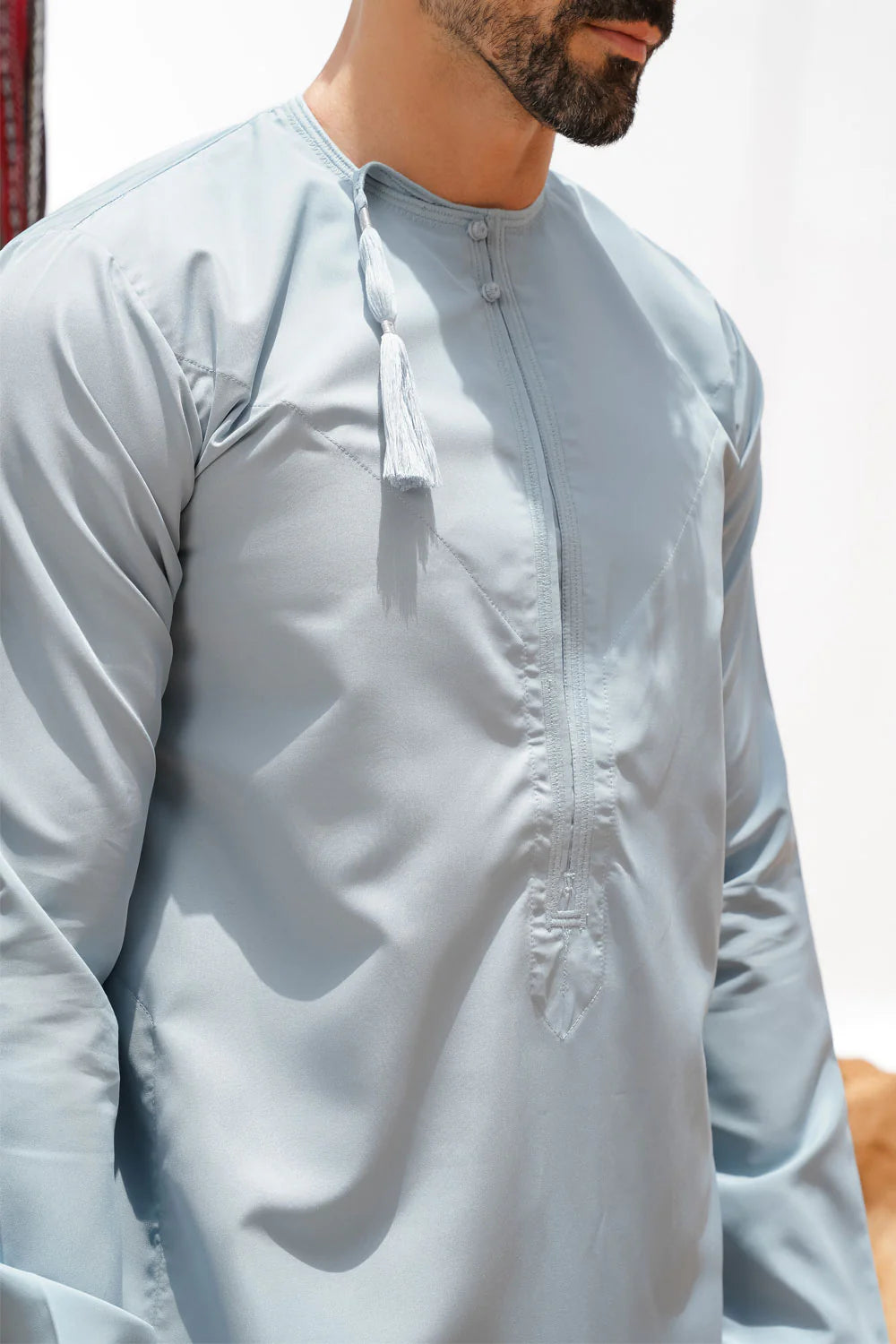 Premium Faris Omani Thobe/Jubba for Men - Duck Egg Blue Traditional Arabic Robe - Perfect for Eid, Weddings & Special Occasions