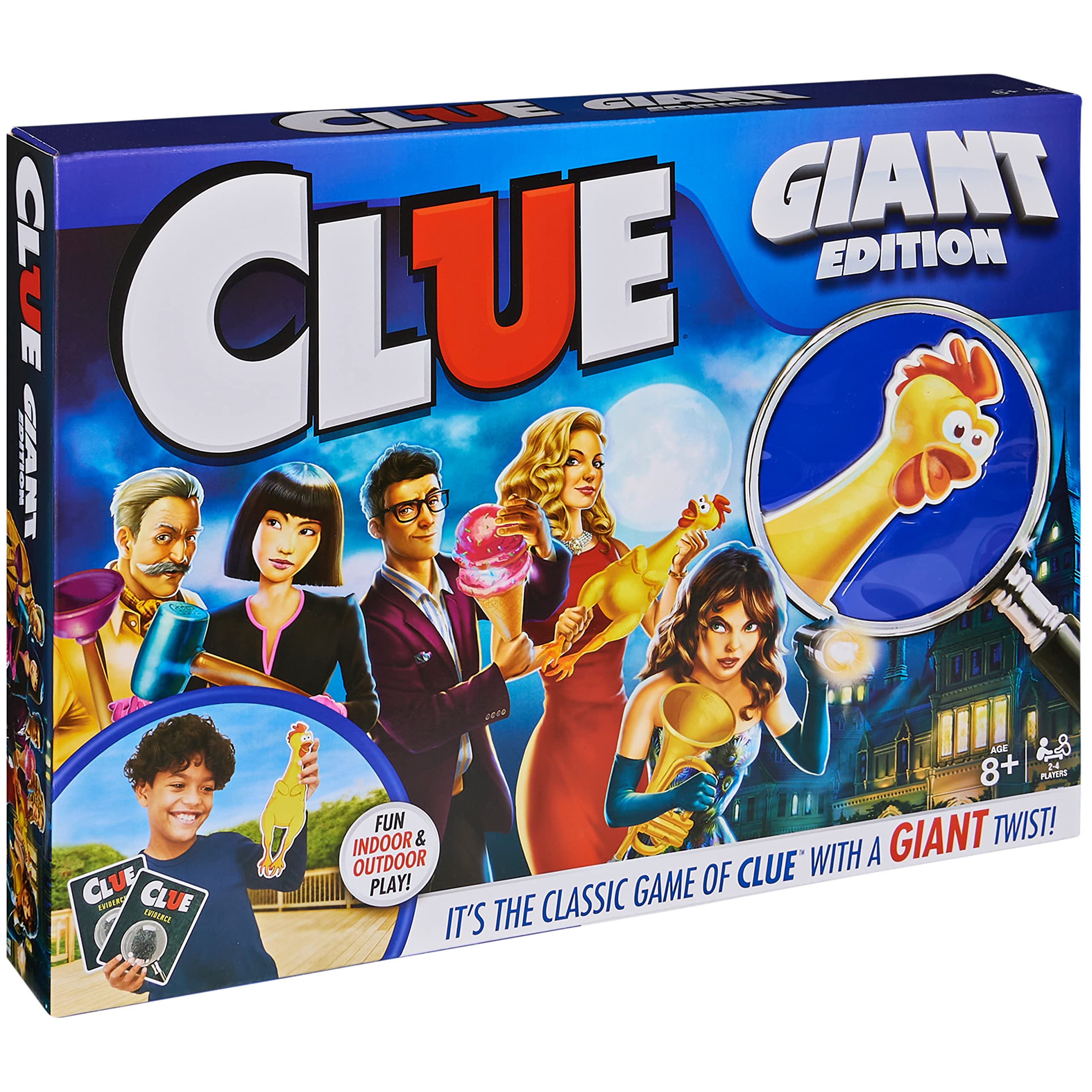 Spin Master Games Clue Giant Edition - Oversized Board Family Game for Kids & Adults, 2-4 Players Ages 6+ | Perfect for Indoor Family Game Nights & Outdoor Backyard Fun