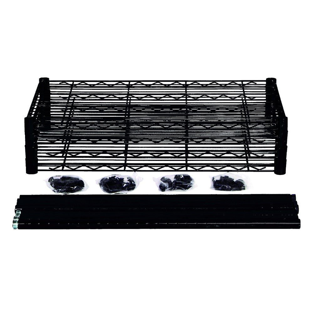 Black Epoxy 4-Tier Wire Shelving Unit with Storage Baskets - Heavy Duty Metal Rack for Garage, Kitchen, Pantry Organization & Storage - Perfect for Home, Office, and Commercial Use