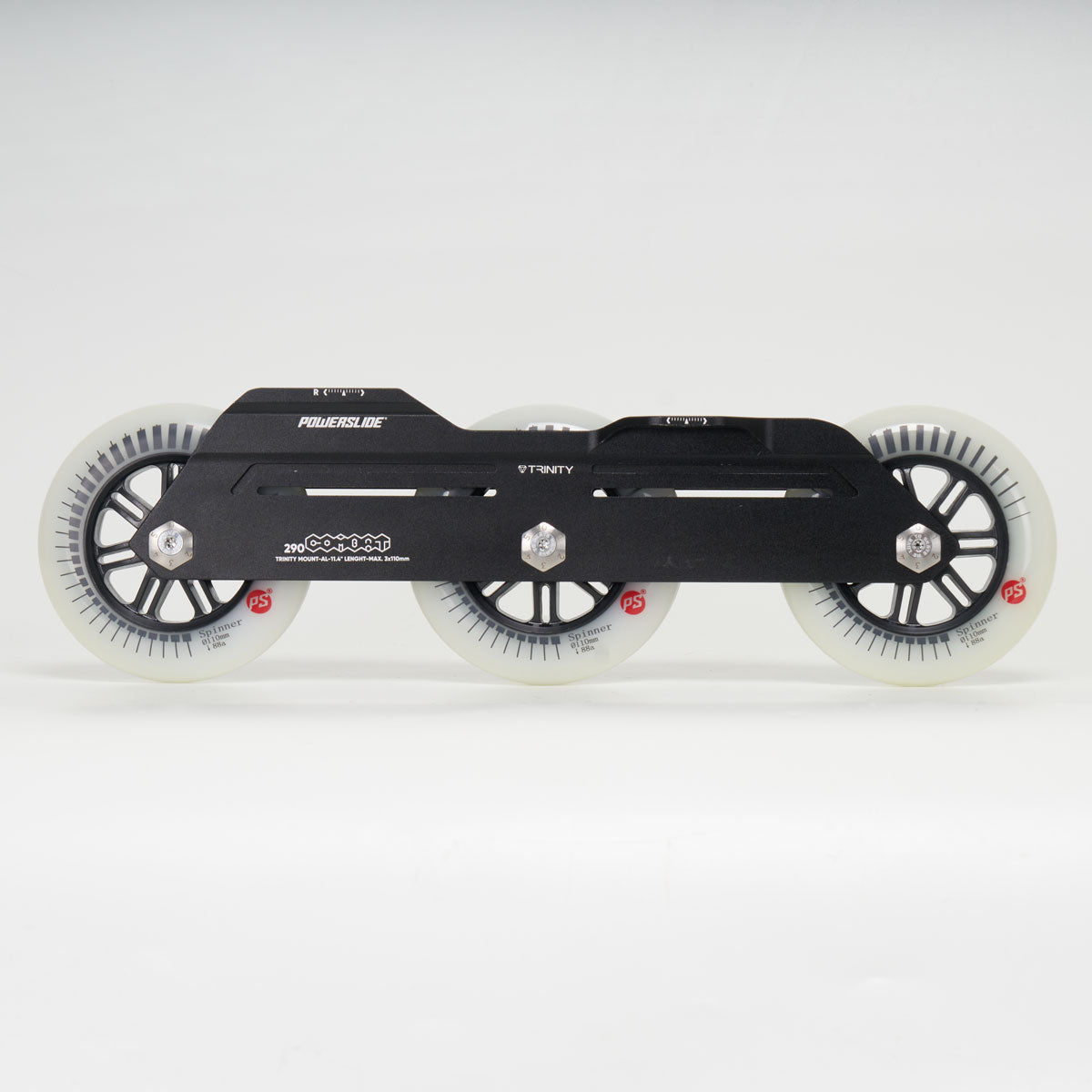 Powerslide Combat Rocker 110 Frames - Adjustable Multi-Position Rockered Frame for Powerslide Boots with TRINITY Mount | Includes Spinner Wheels & Bearings | Perfect for Aggressive Inline Skating & Urban Freestyle