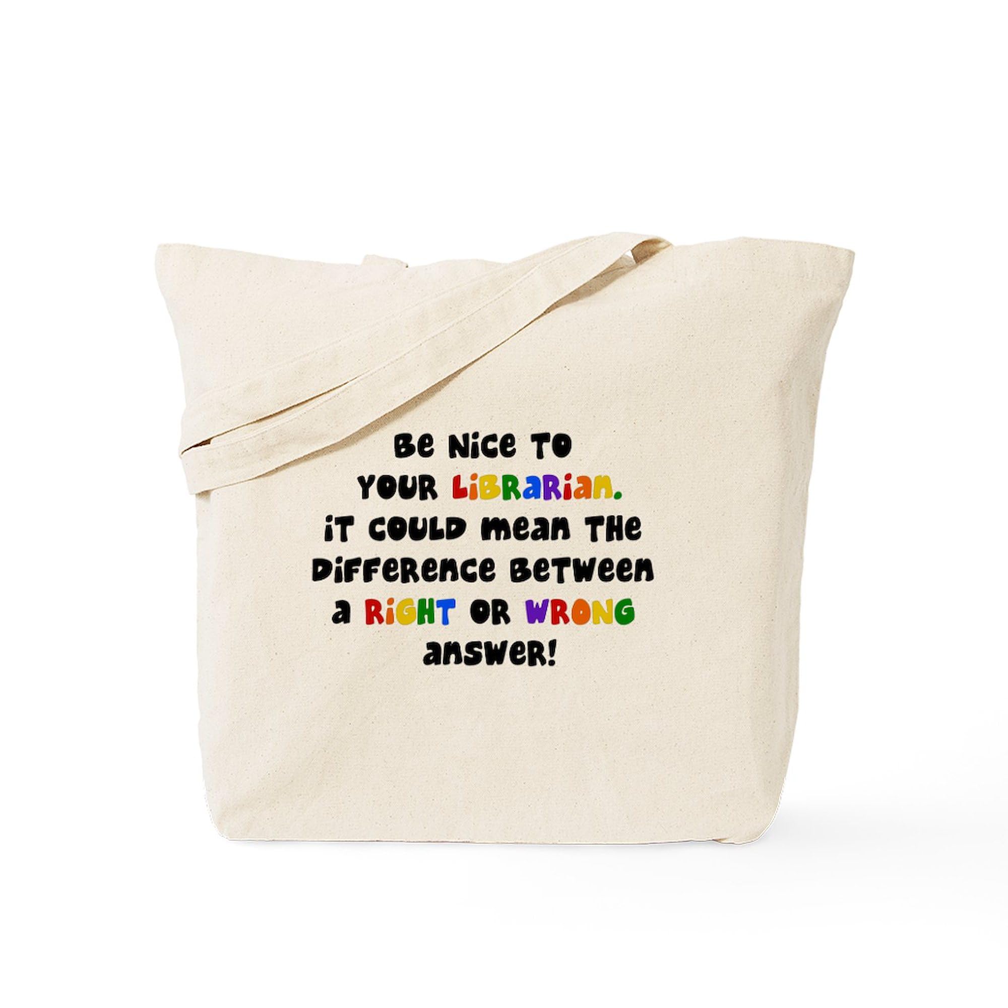 Be Nice To Your Librarian Tote Bag - Natural Canvas Reusable Shopping Bag for Library, Bookstore & Eco-Friendly Grocery Trips