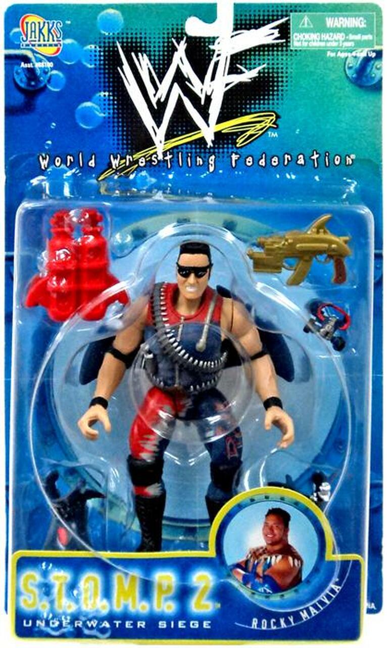 1998 WWF Jakks Pacific S.T.O.M.P. Series 2 Rocky Maivia Action Figure - Vintage Wrestling Collectible Toy for Display & Play - Perfect for WWE Fans & Nostalgic Collectors