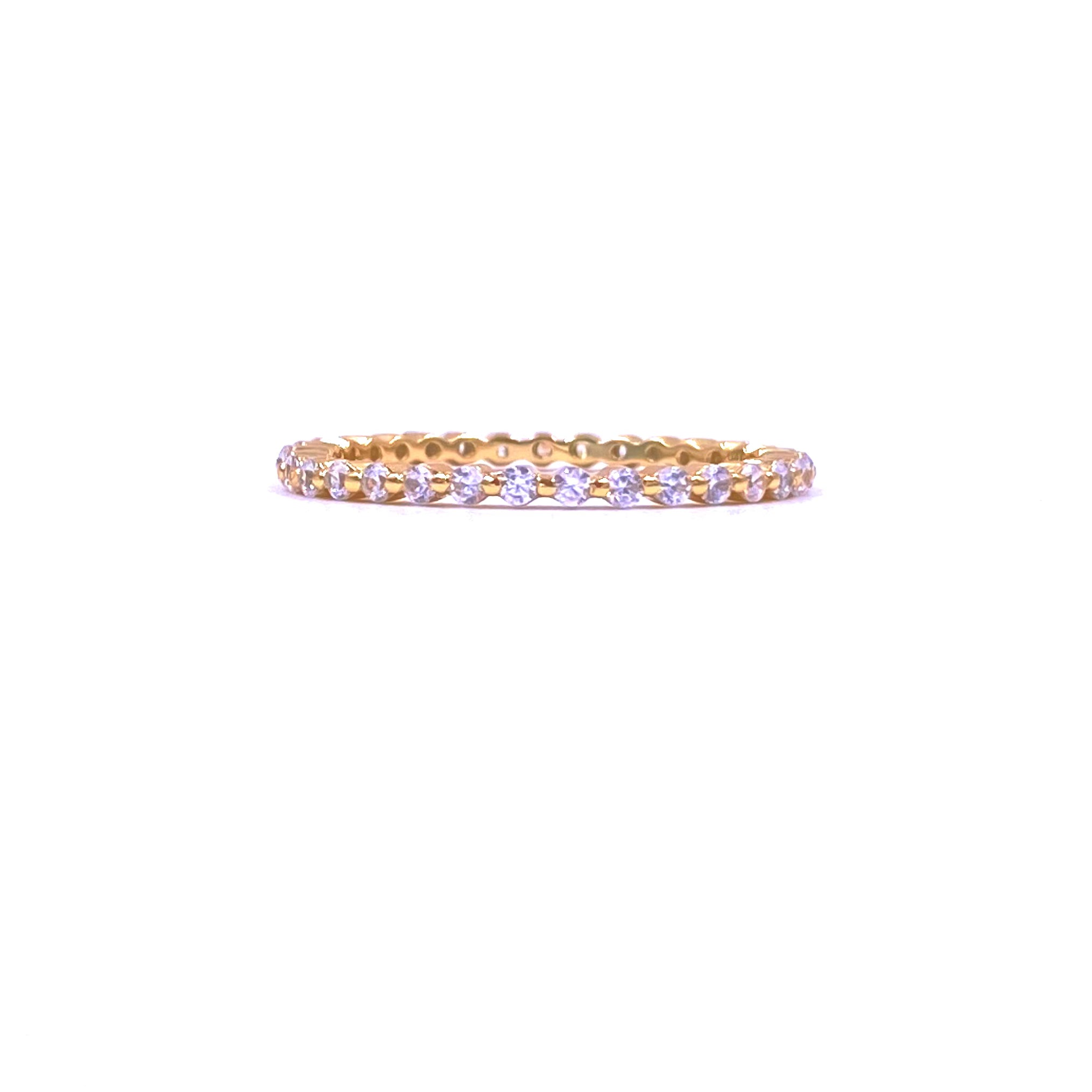 Ashley Gold Sterling Silver Gold Plated Tiny Prong Set CZ Band Ring - Elegant Cubic Zirconia Jewelry for Women, Perfect for Weddings, Anniversaries & Everyday Wear