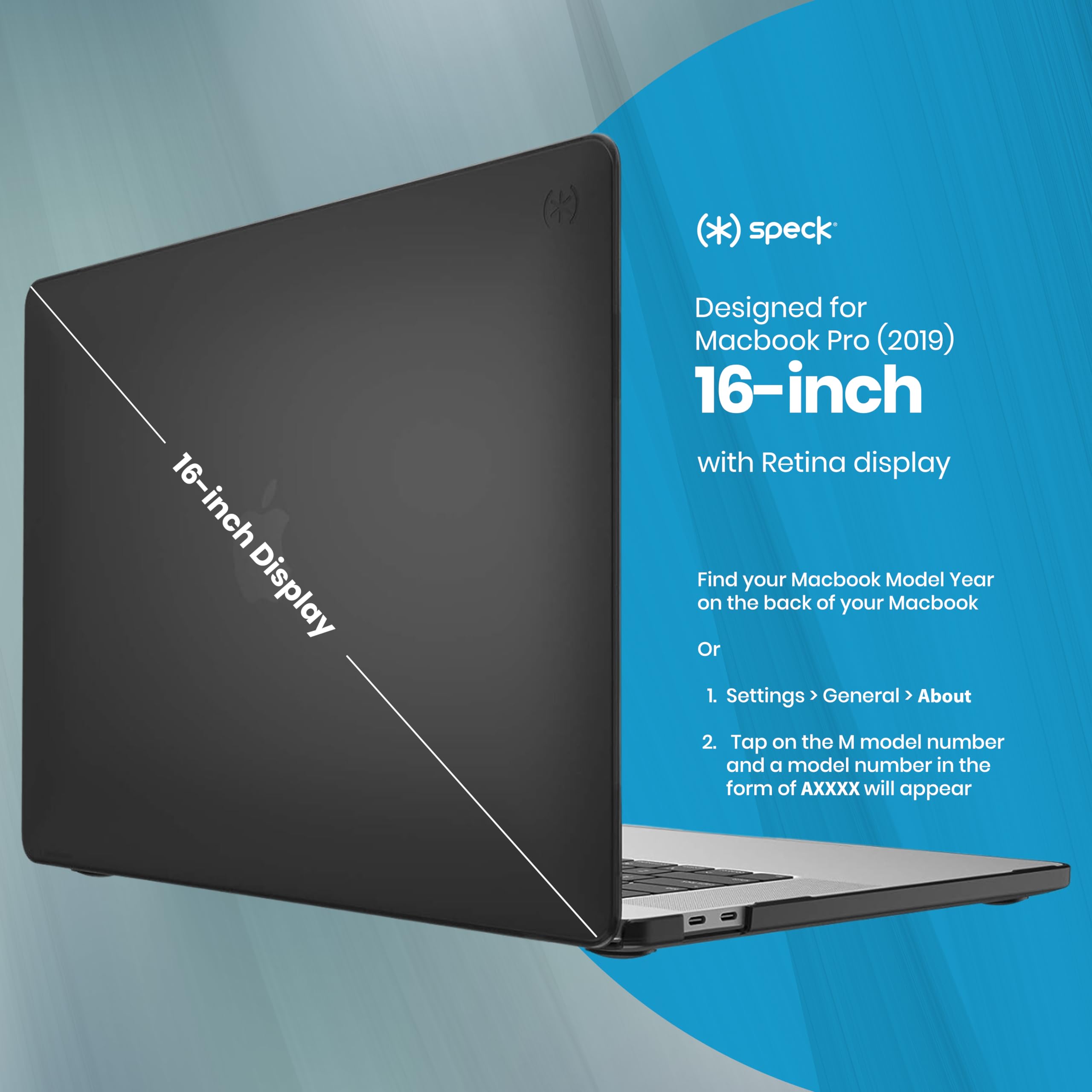 Speck SmartShell Case for MacBook Pro 16-inch (2019 Model) - Slim Protective Hard Shell Cover in Graphite Grey | Perfect for Work, Travel & School | Shock-Absorbent Laptop Protection
