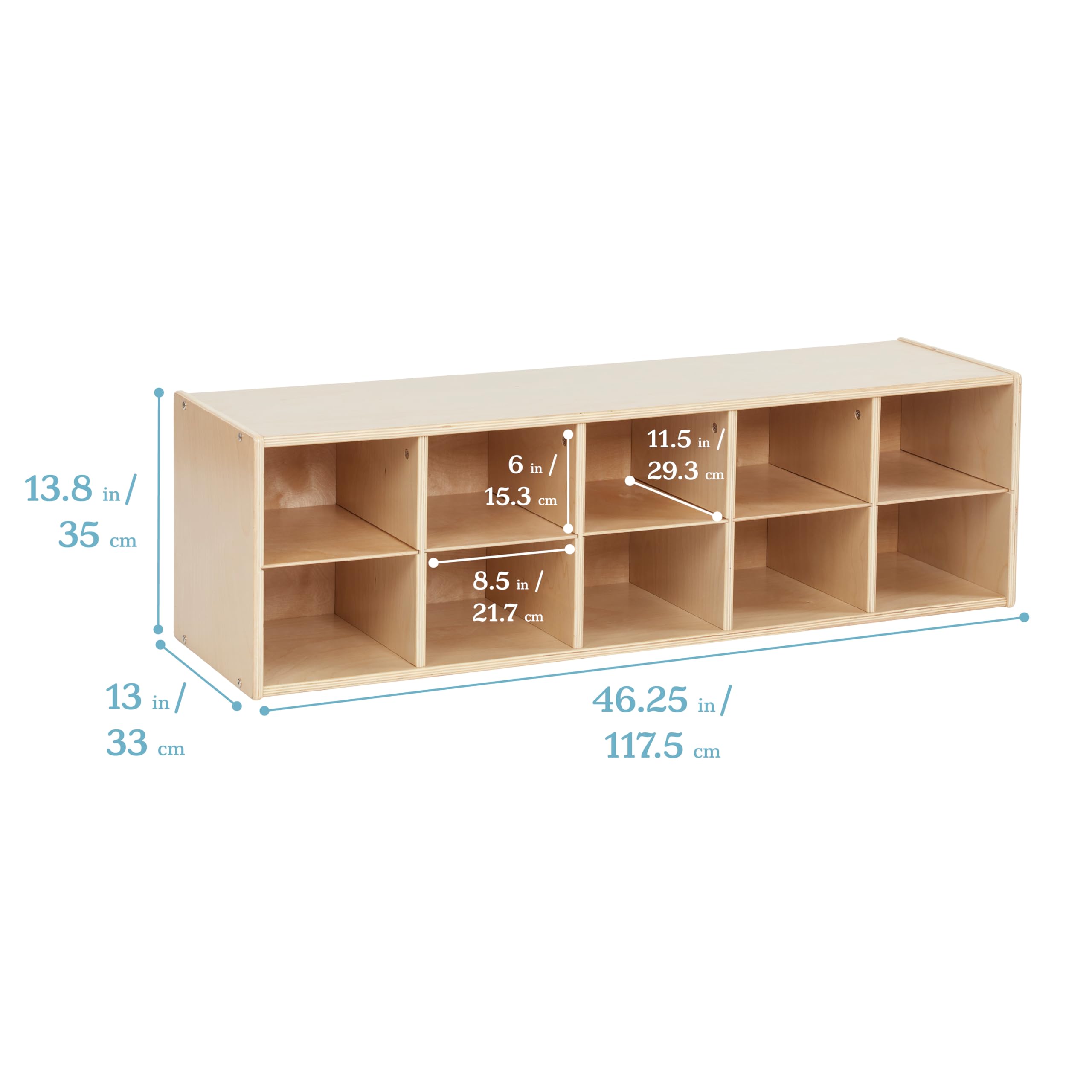 ECR4Kids 10-Cubby Storage Cabinet with Scoop Front Bins - Natural Wood 2x5 Classroom Organizer for Toys, Books & School Supplies | Perfect for Preschool, Daycare & Homeschool Organization