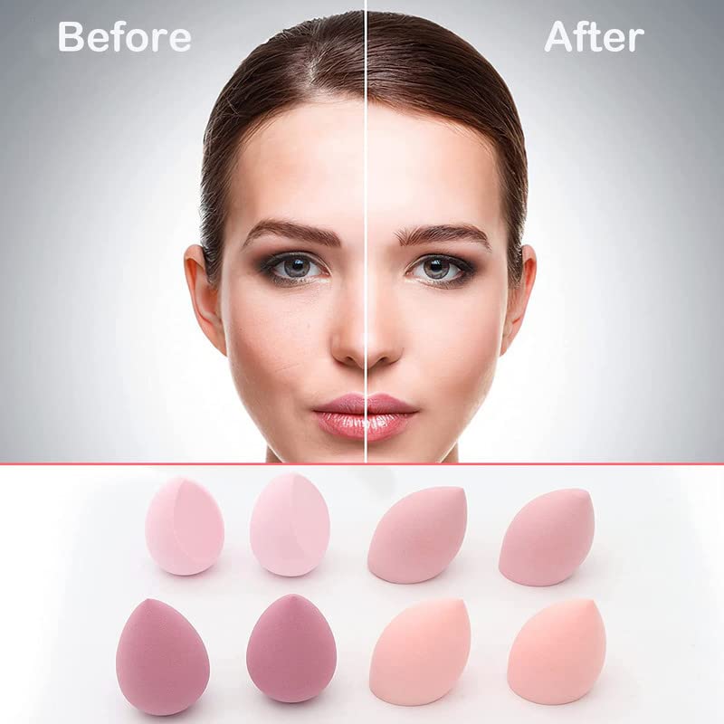 FAMEZA 8-Piece Makeup Sponge Set - Super Soft Beauty Blender for Foundation, Powder & Liquid Cosmetics | Dry & Wet Use | Multi-Colored Blending Sponges | Perfect for Professional Makeup Application & On-The-Go Touch Ups