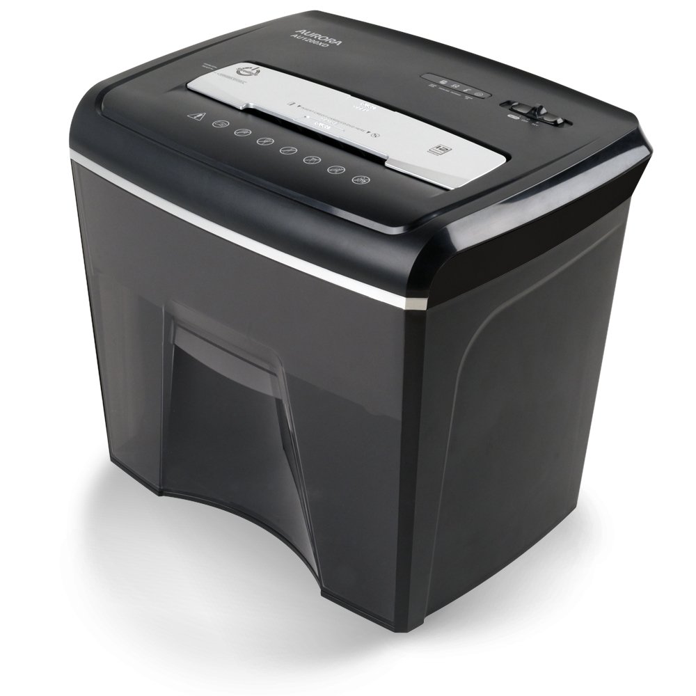 Aurora AU1200XD Compact Desktop 12-Sheet Crosscut Shredder for Paper, CDs, Credit Cards & Junk Mail with Pullout Basket - Perfect for Home Office, Small Business & Document Security