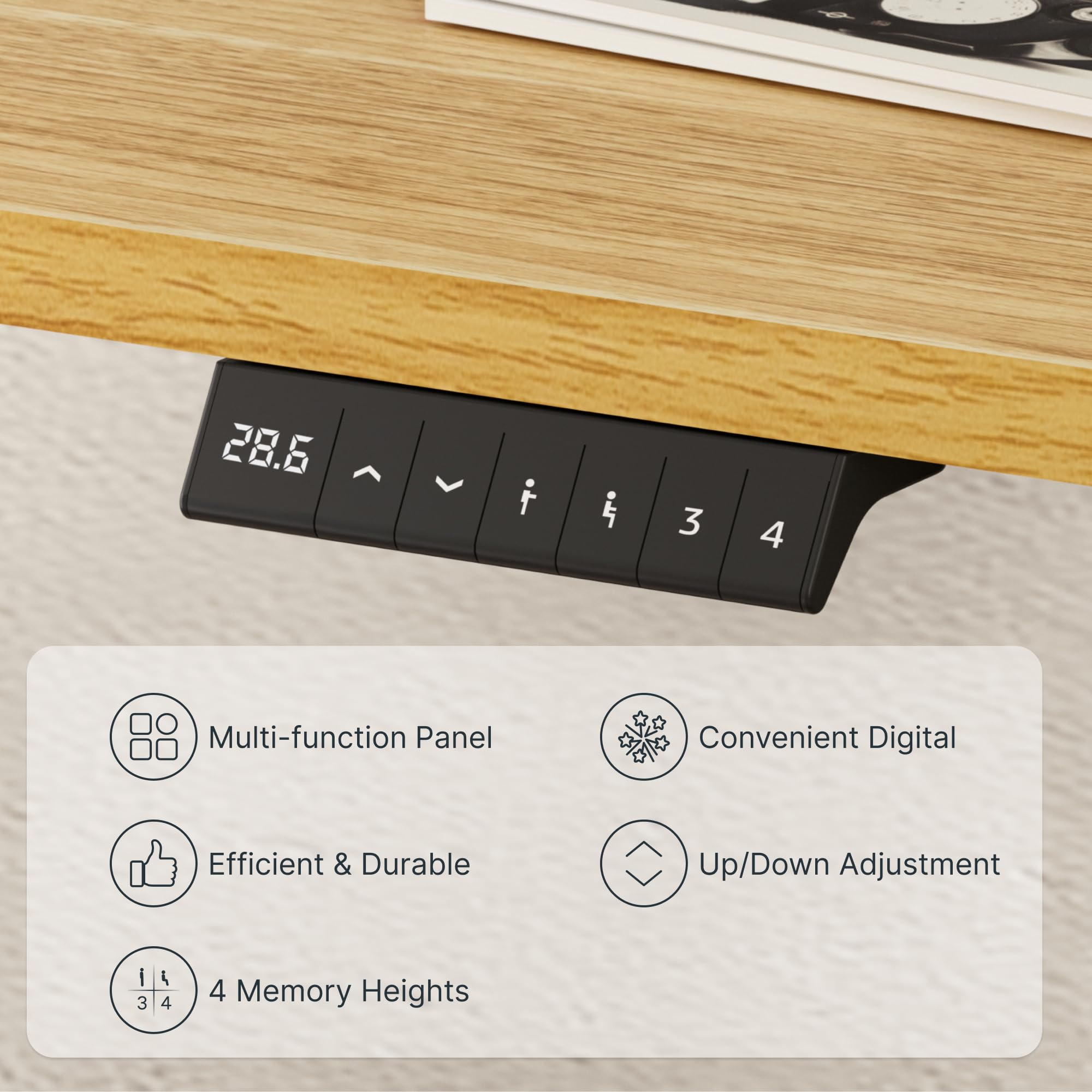 FlexiSpot EN2 Electric Standing Desk - 55 x 28 Inch Height Adjustable Workstation with Built-in Power Strip & Cable Management (White Frame & Maple Top) - Perfect for Home Office, Gaming Setup & Workspace Ergonomics