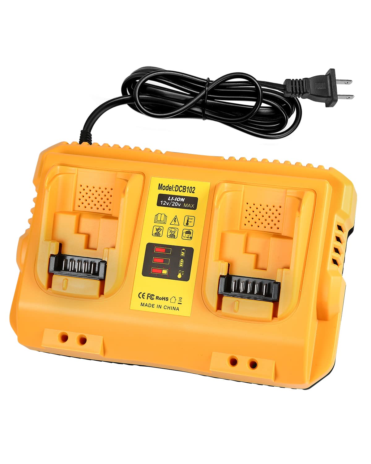 20V MAX Battery Charger Replacement for Dewalt - 2 Port Fast Charger Compatible with Dewalt 12V-20V Lithium Batteries | Power Tools Charging Station for Workshop & Job Site