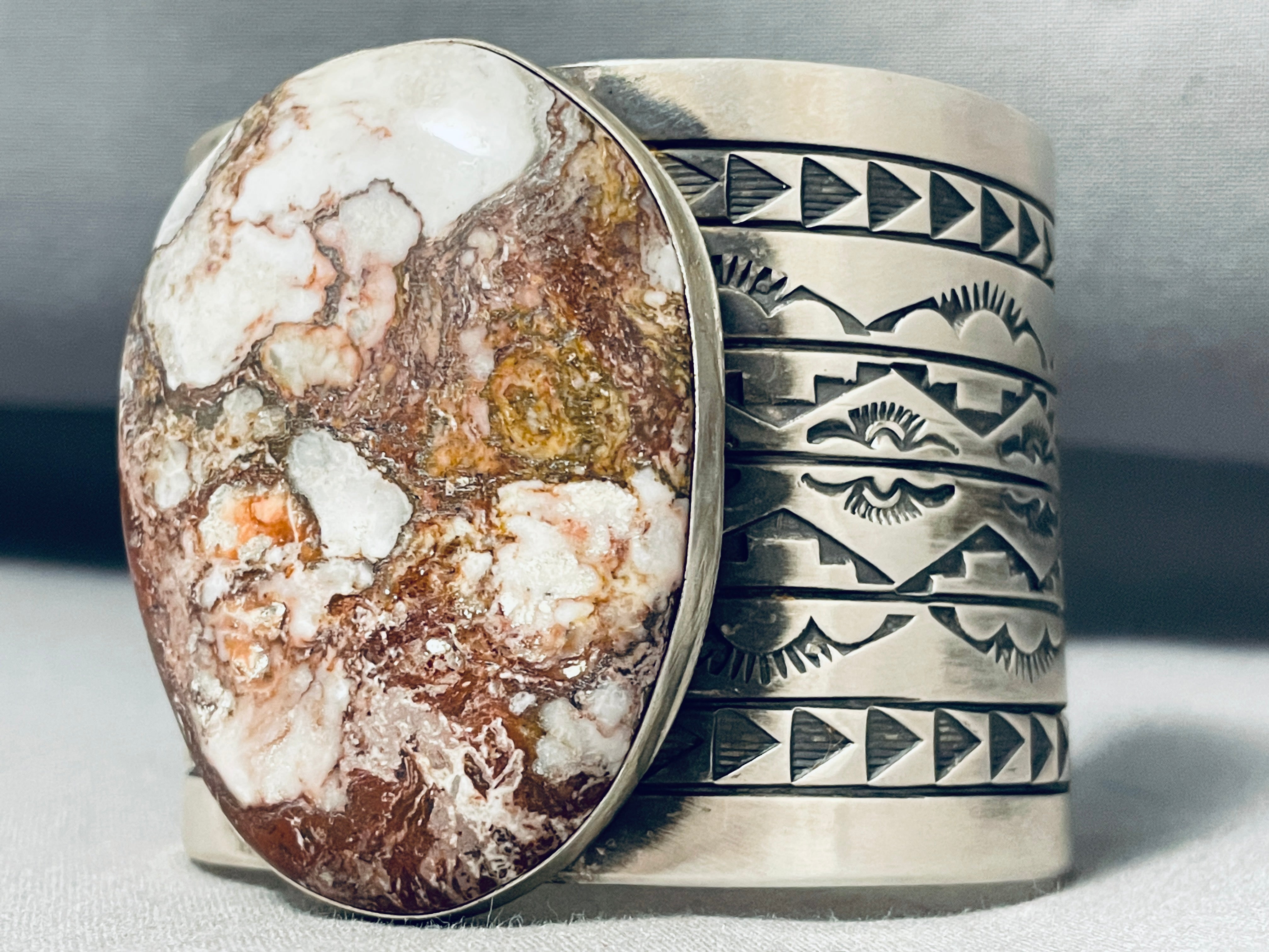 165 Gram Rand Endito Native American Navajo Agate Sterling Silver Cuff Bracelet - Handmade Jewelry for Women, Boho Chic Accessory for Festivals & Special Occasions