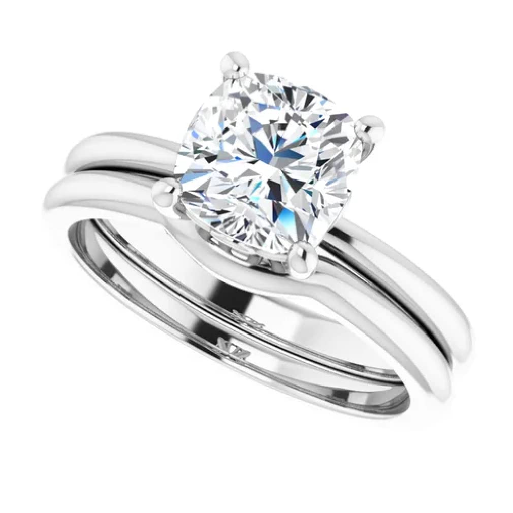 2 CT Moissanite Cushion Cut Engagement Ring in 10K/14K/18K Solid White Gold - Handmade Wedding Band for Women, Anniversary Gift, Bridal Jewelry for Proposals & Special Occasions