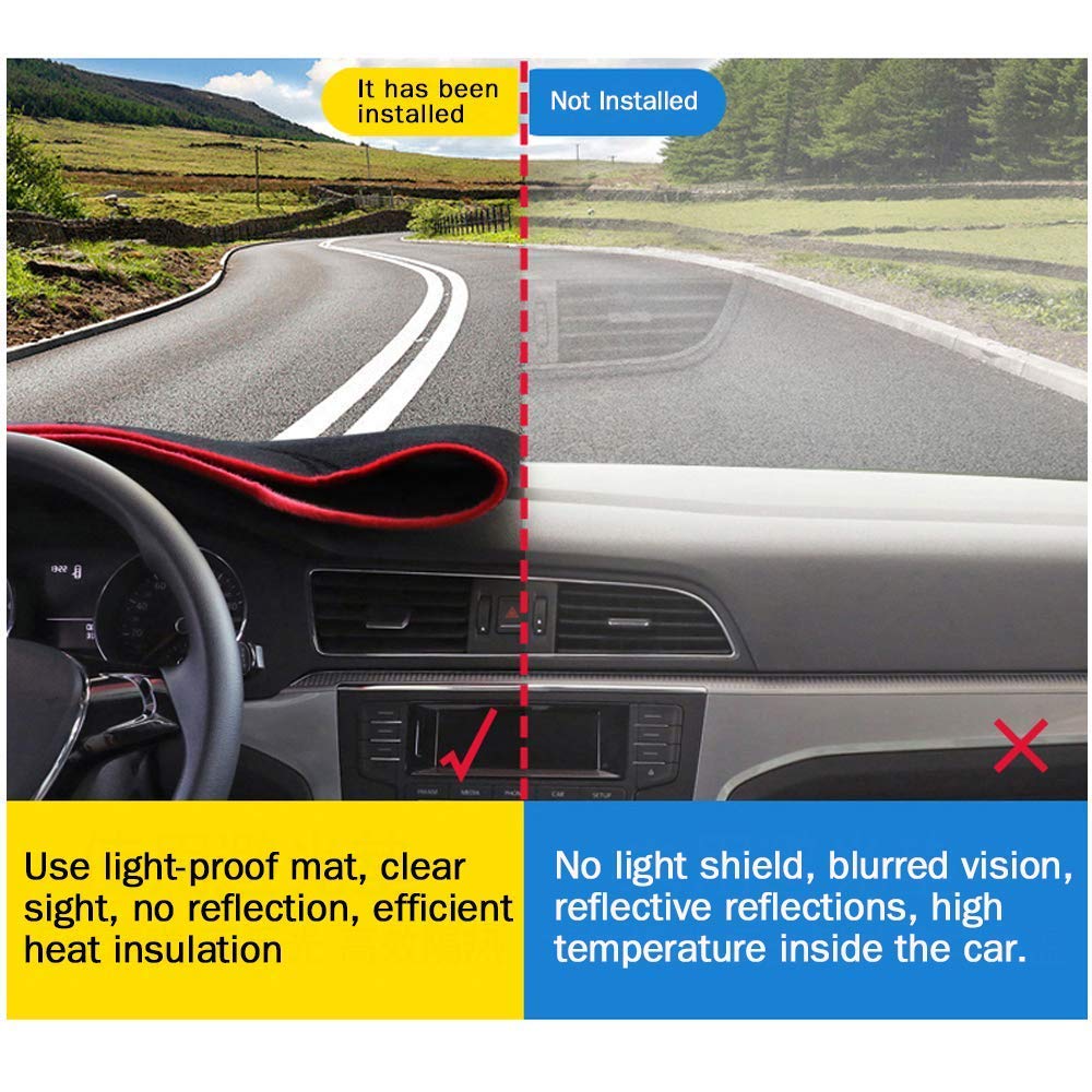 SureKit Custom Fit Dash Cover for Kia Soul 2014-2020 | UV Protection Dashboard Mat | Red Stitching | Perfect for Sun Protection & Interior Preservation