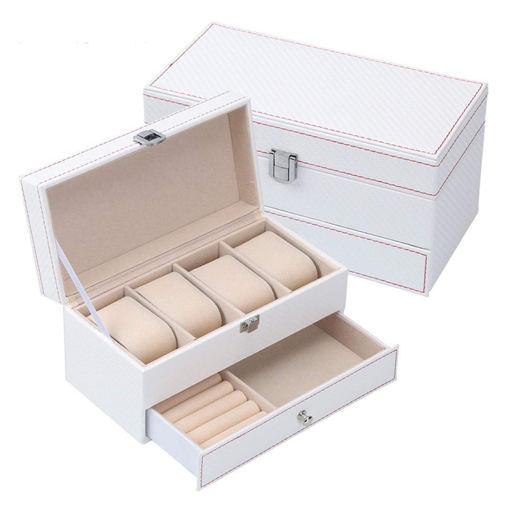 Premium Double-Layer Watch Display & Jewelry Storage Box - White 22x11x11cm Organizer for Watches, Rings & Necklaces - Perfect for Home, Travel & Gift Giving