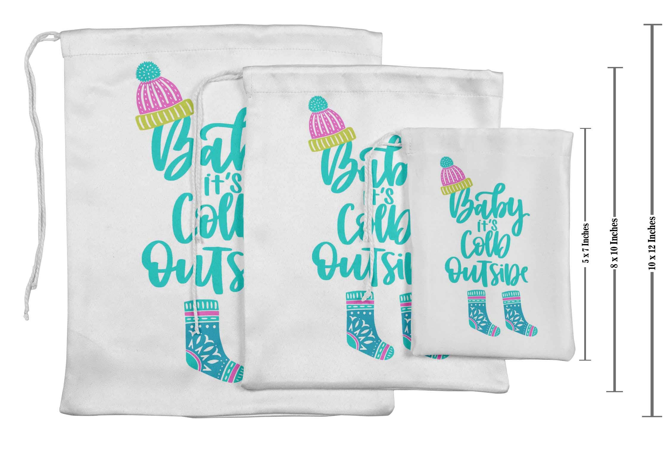 White Christmas Party Favor Bags - 15pcs for Baby Showers & Candy Gifts