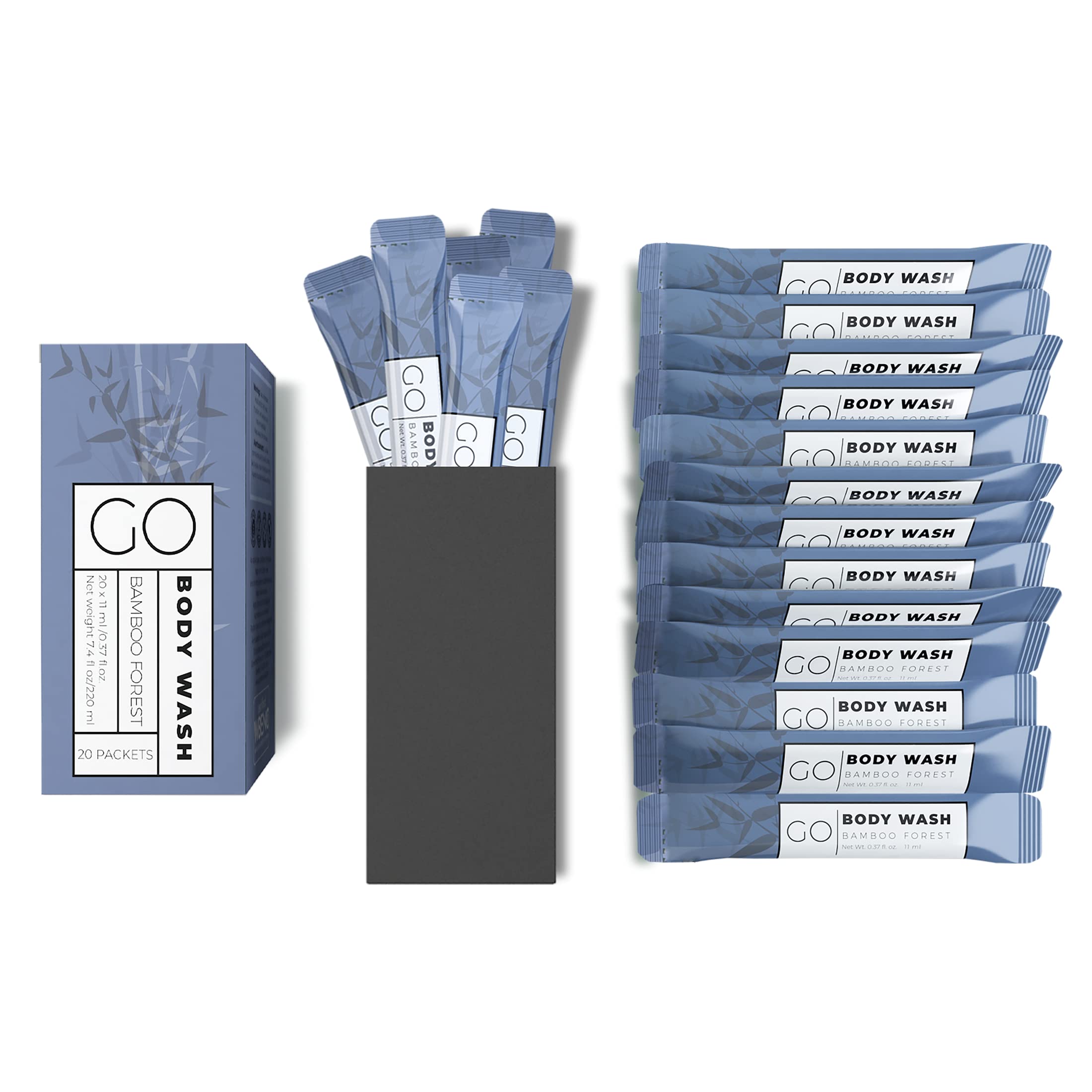 Go Essentials Travel Size Body Wash Packets - TSA Approved Single-Use Amenity (800 Packets, 40 Cartons) for Hotels, Gyms, Camping & Emergency Kits