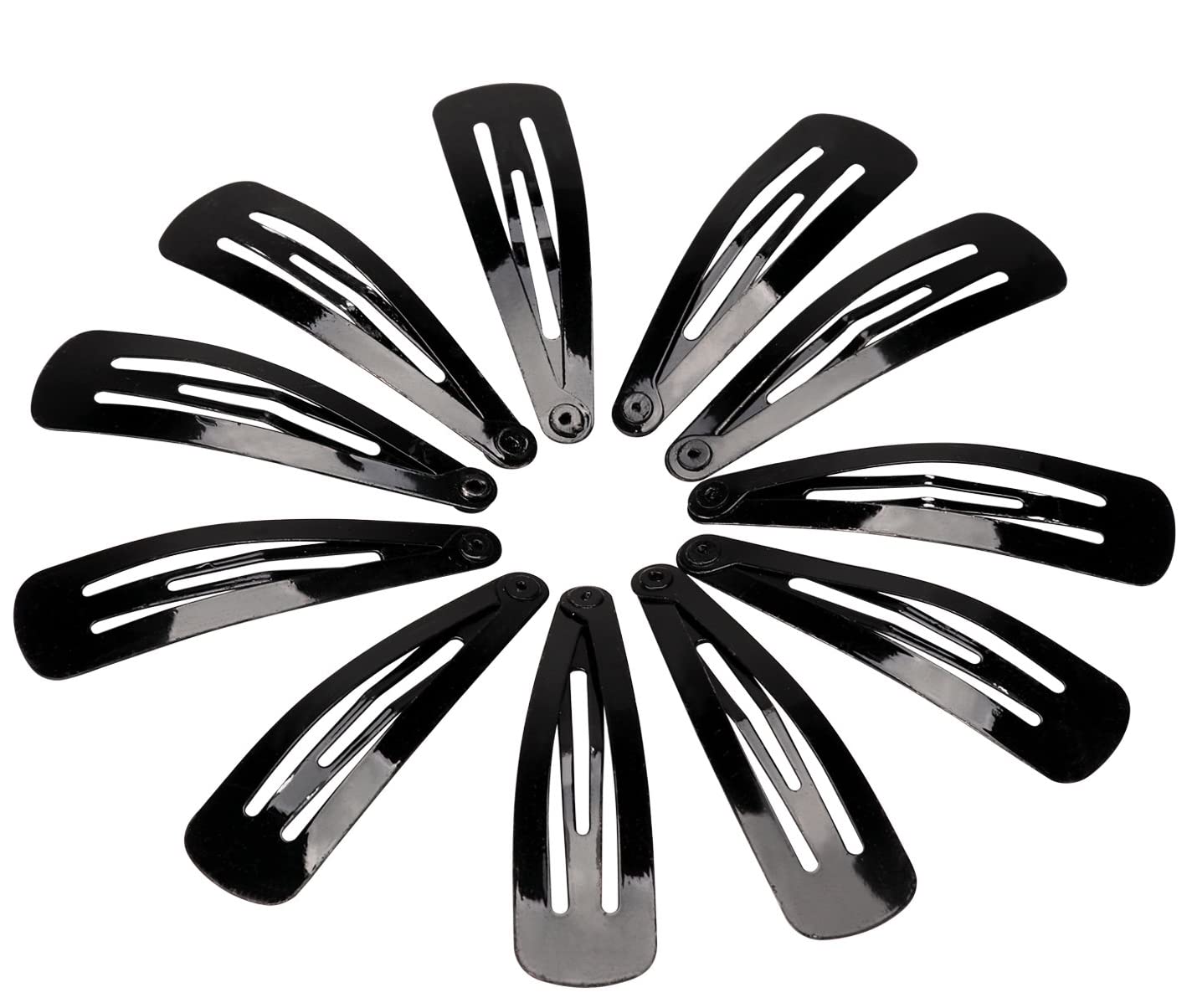 Ghelonadi No-Slip Metal Snap Hair Barrettes for Women & Girls - 6-Pack Black Hair Clips for Long Hair | Perfect for School, Work & Special Occasions