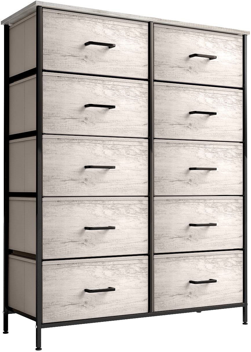 Sorbus 10-Drawer Dresser Organizer with Steel Frame & Wood Top - Fabric Bin Storage Chest for Clothes, Bedroom, Closet & Living Room - Space-Saving Home Furniture for Small Apartments & Dorm Rooms