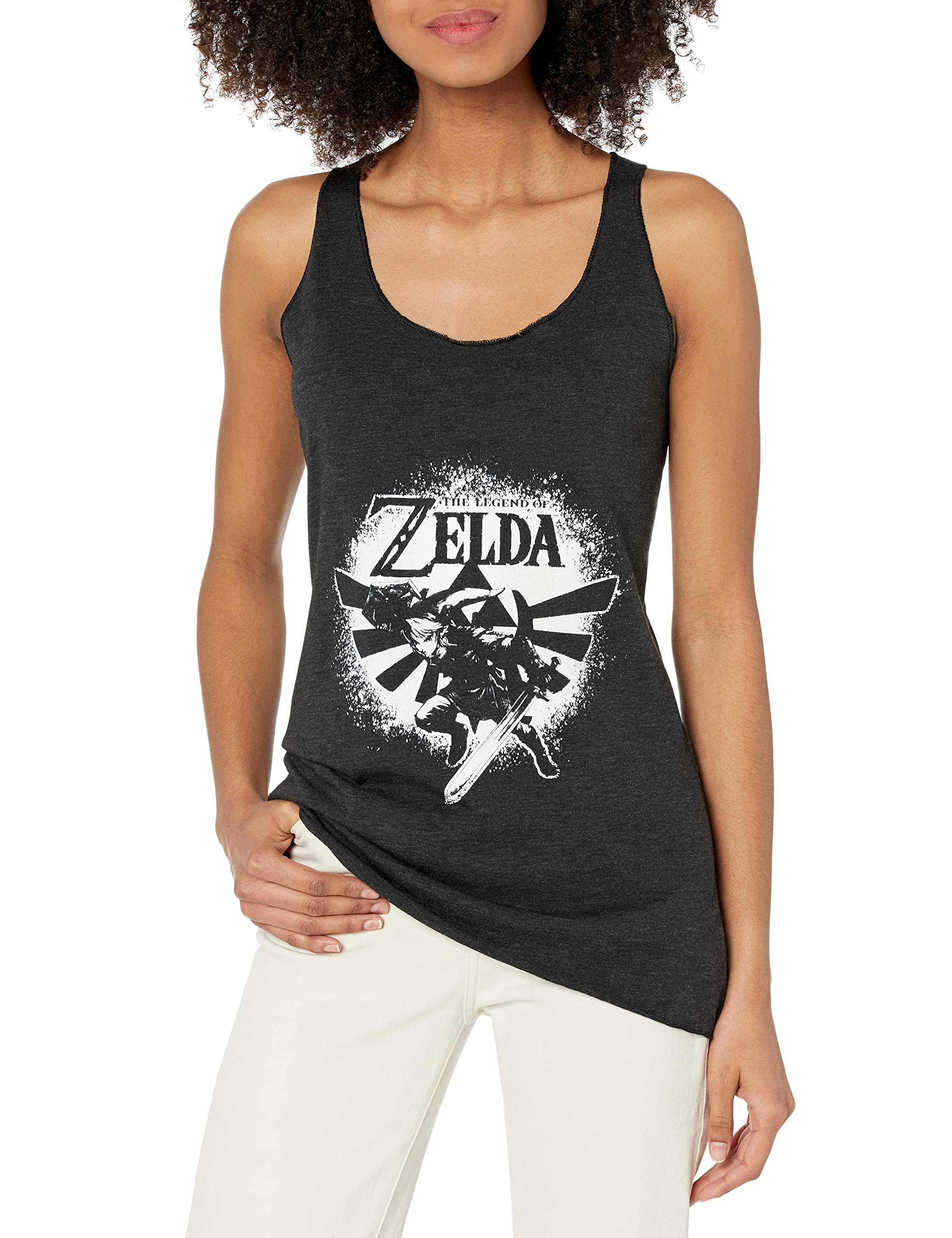 Fifth Sun Women's Nintendo Zelda Spray Tri-Blend Racerback Layering Tank - Breathable & Soft Graphic Tee for Casual Wear, Gaming Events & Cosplay