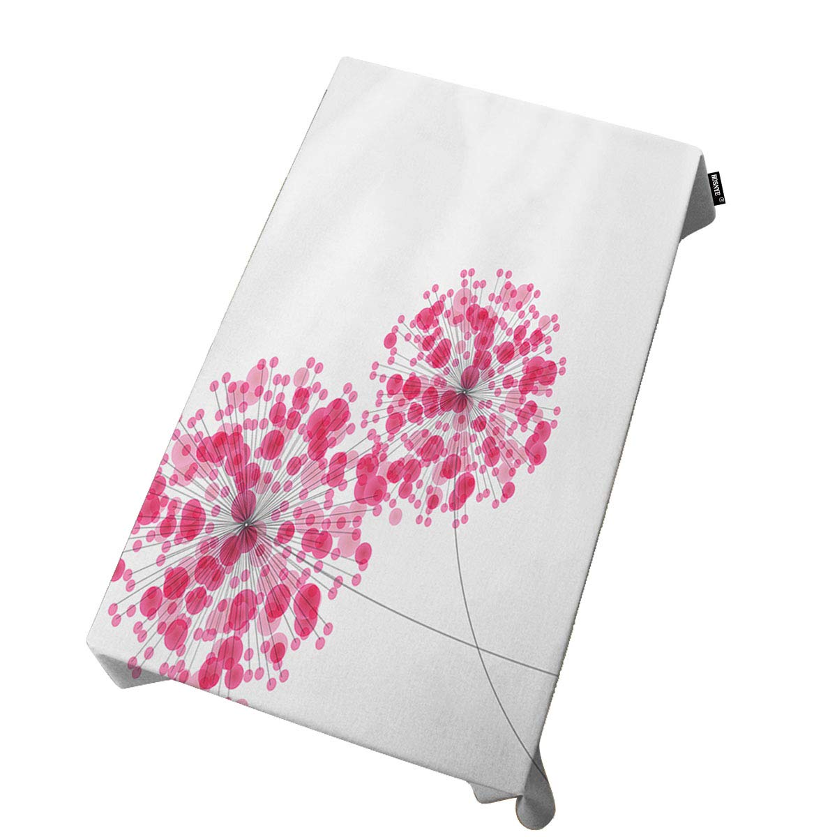 Pink Dandelion Tablecloth - 52x70 Inch Rectangle Fabric Table Cover for Kitchen, Dining, Wedding & Holiday Parties - Simple Dot Monochrome Design - Perfect for Home Decor, Celebrations & Special Events