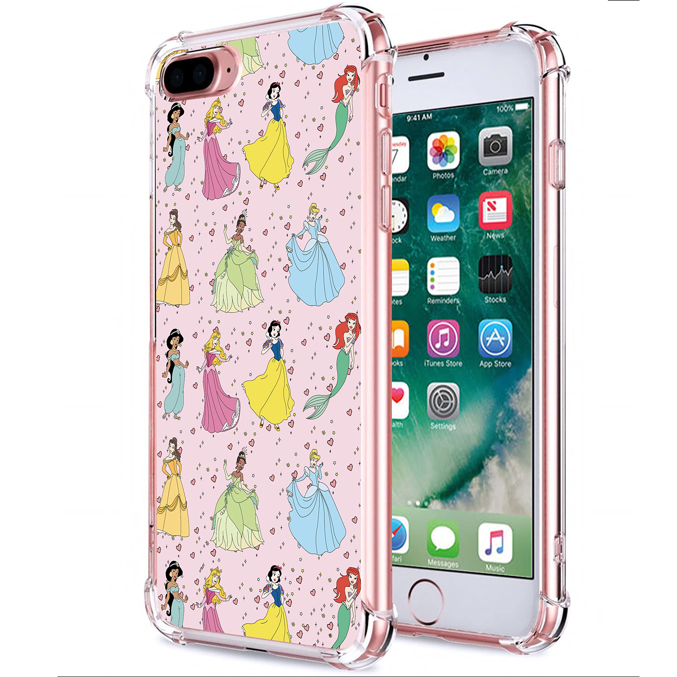 Cute Cartoon Princess TPU Case for iPhone 7 Plus/8 Plus - Kawaii Soft Clear Phone Cover for Girls, Boys, Kids & Teens - Fun Girly Character Design - Perfect for School, Parties & Everyday Use