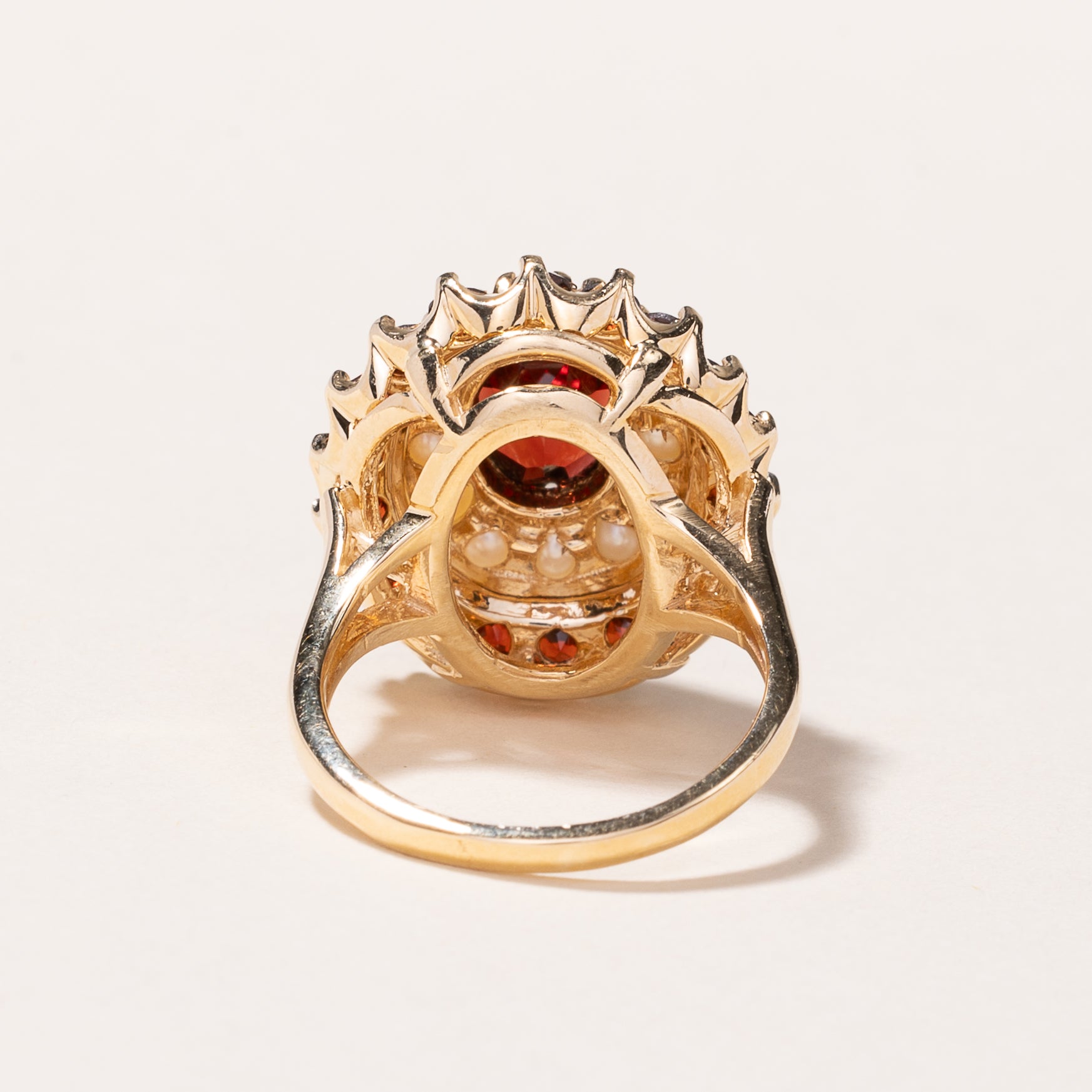 14K Yellow Gold Garnet & Pearl Ring - 2.74ctw Gemstone Jewelry, Size 4.5 (2.00-2.50mm) | Elegant Birthstone Gift for Women, Perfect for Valentine's Day, Anniversary & Special Occasions