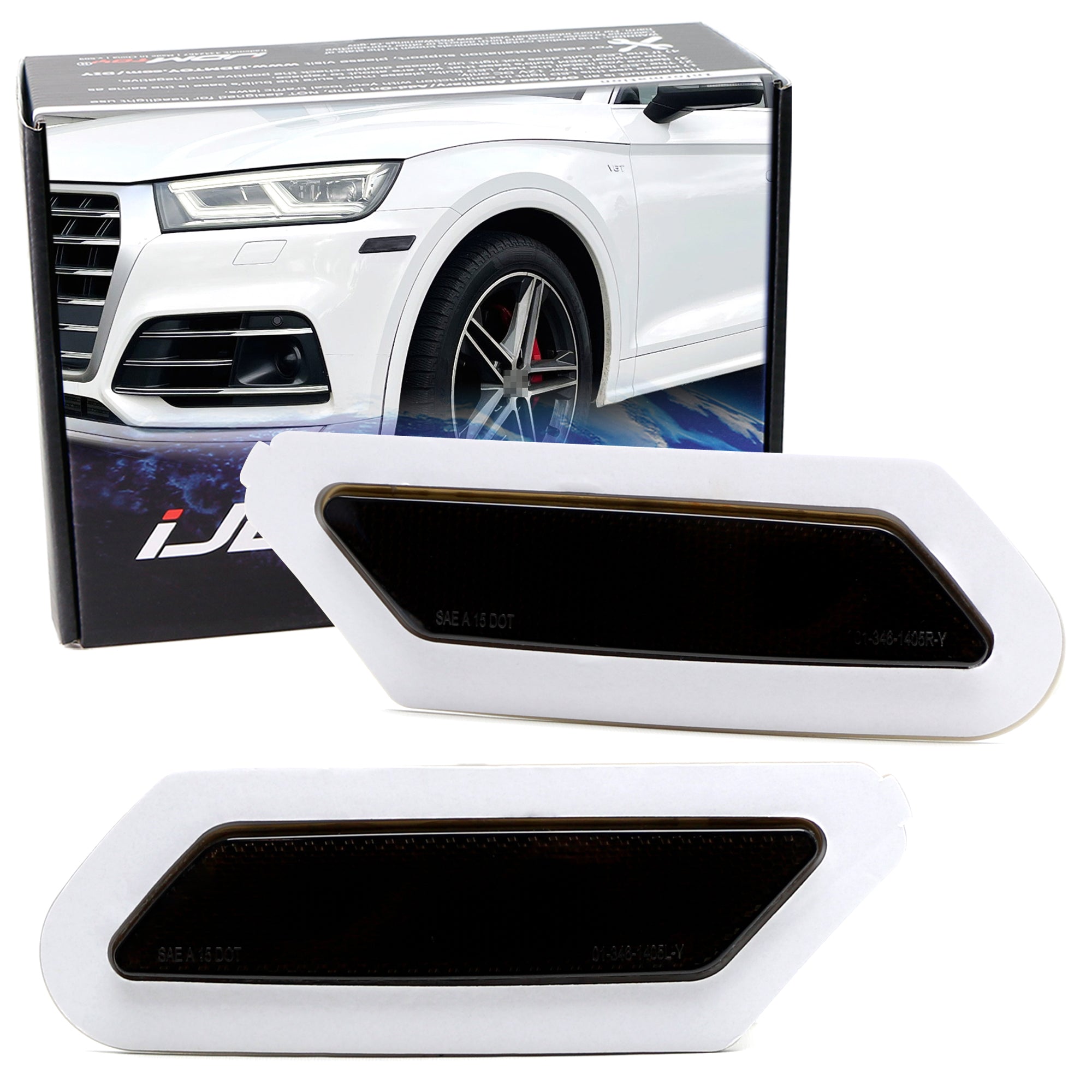 2018-2020 Audi Q5 Pre-LCI Euro Black Front Bumper Side Marker Lens Replacement - Left/Right Pair - Perfect Fit Upgrade for Enhanced Visibility & Style | Ideal for Night Driving, Custom Mods & European Look