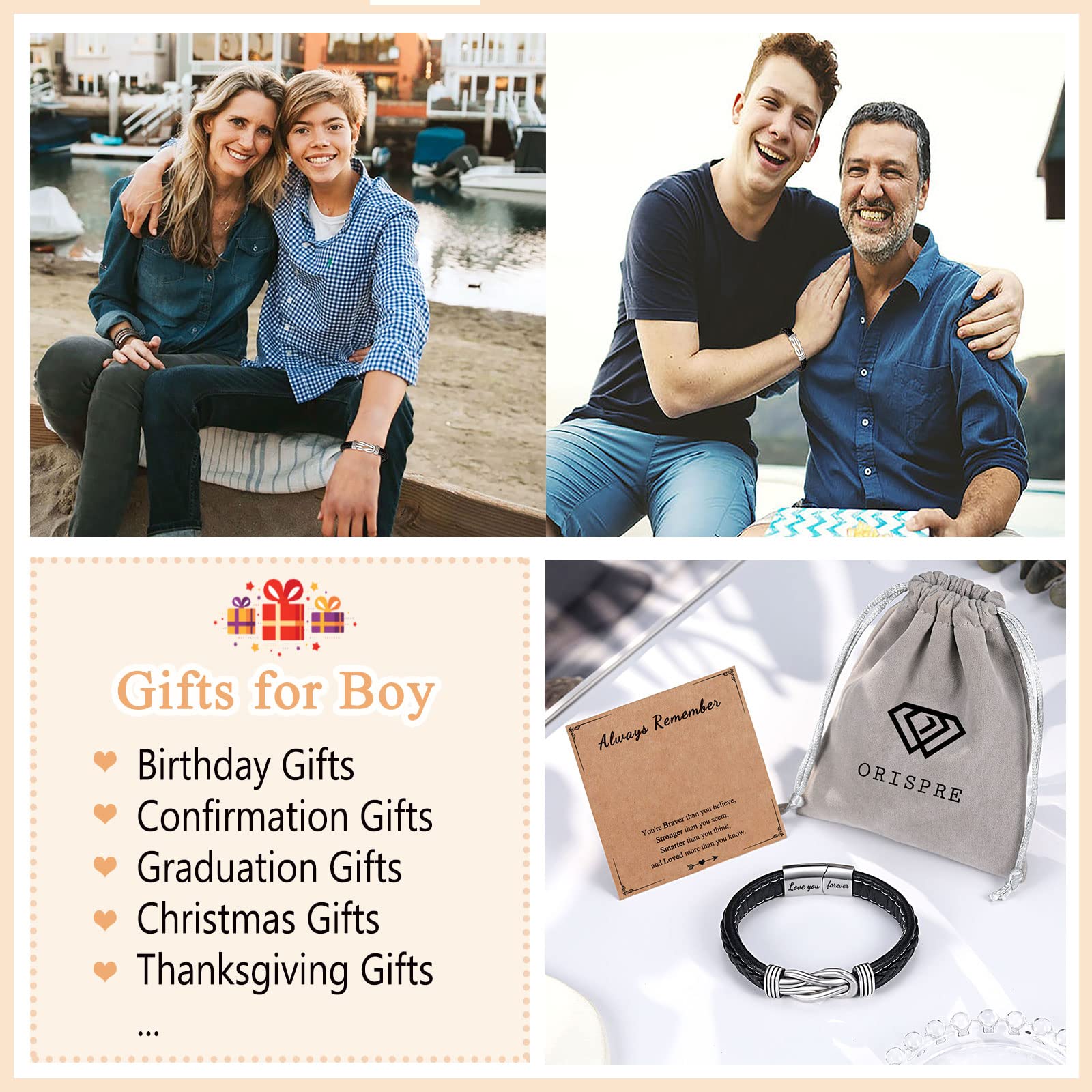 To My Son Grandson Nephew Inspirational Bracelet - Meaningful Gift for Teen Boys & Men - Birthday, Confirmation, Graduation, Back to School, Christmas Present - Perfect for Daily Wear & Special Occasions