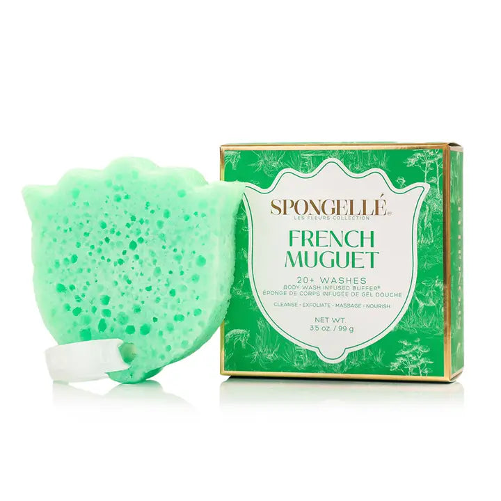 French Muguet Scented Body Buffer | Exfoliating Shower Scrub with Lily of the Valley Fragrance | Perfect for Spa Day & Relaxing Bath Time