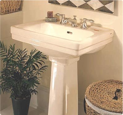 Toto LT532#11 Promenade Single Hole Pedestal Bathroom Sink in Bone - Modern Vanity Basin for Small Bathrooms & Powder Rooms