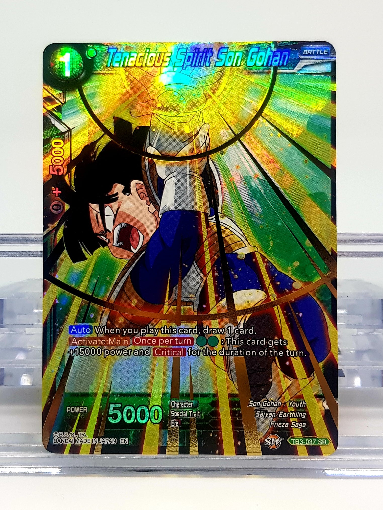Dragon Ball Super Tenacious Spirit Son Gohan Foil Card TB3-037 SR - Anime Trading Card Game Collectible for Battles & Display