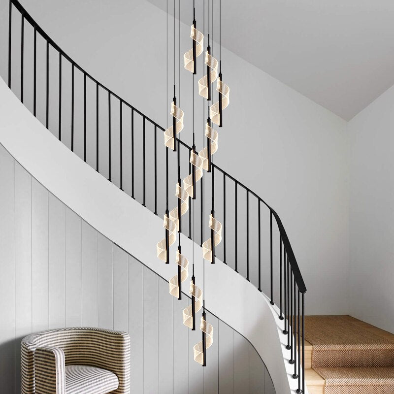 Elegant Spiral Staircase Chandelier - Modern Crystal Ceiling Light Fixture for Home & Foyer Decor | Perfect for Stairwells, Entryways, and Luxury Interior Lighting