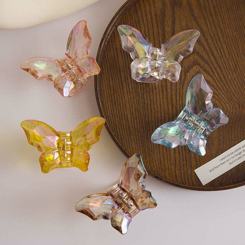 Butterfly Hair Clips for Women - 5 Pack Non-Slip Strong Hair Claws for Thick or Thin Hair - Fashion Hair Accessories for Girls & Women - Perfect for School, Work, Parties and Everyday Use