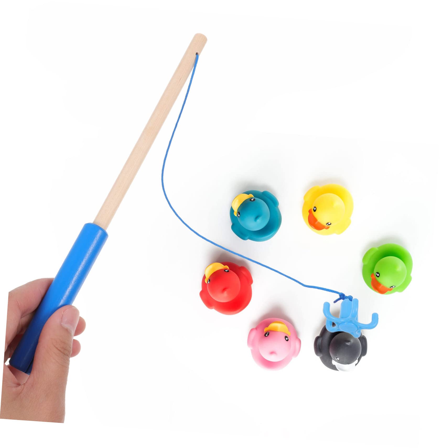 UPKOCH 4 Pcs Kids Fishing Toy Set with Wooden Fishing Poles - Blue Bath & Outdoor Water Play Game for Toddlers & Preschoolers - Perfect for Pool, Beach, Bathtub Fun and Early Learning Activities