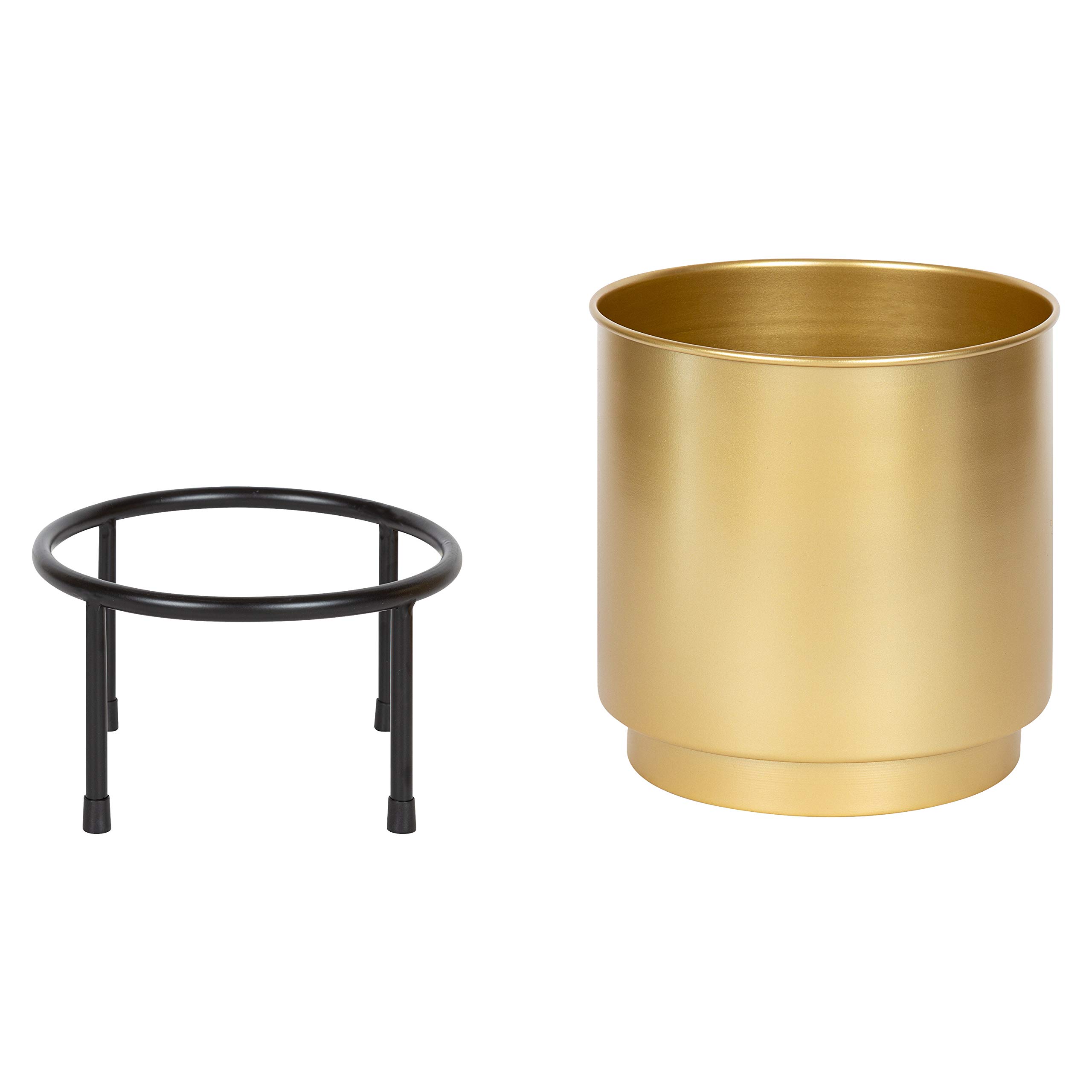 Kate and Laurel Ilena Mid-Century Plant Stand Set of 2 - Gold and Black Boho Chic Standing Planter for Indoor Plants | Perfect for Living Room, Bedroom Decor & Housewarming Gifts