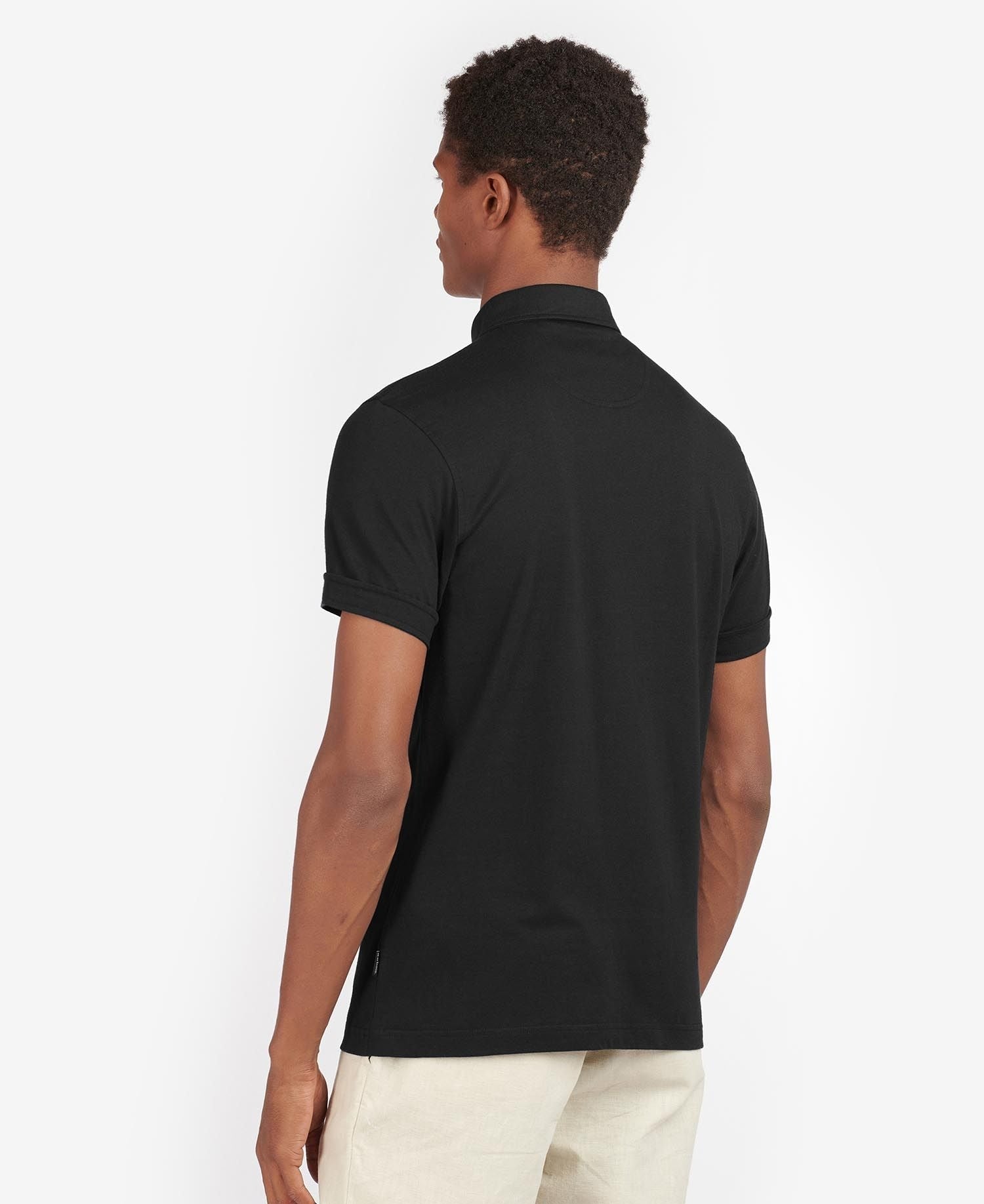 BARBOUR Corpatch Polo Shirt for Men - Classic Black Cotton Casual Wear for Office, Golf & Outdoor Activities