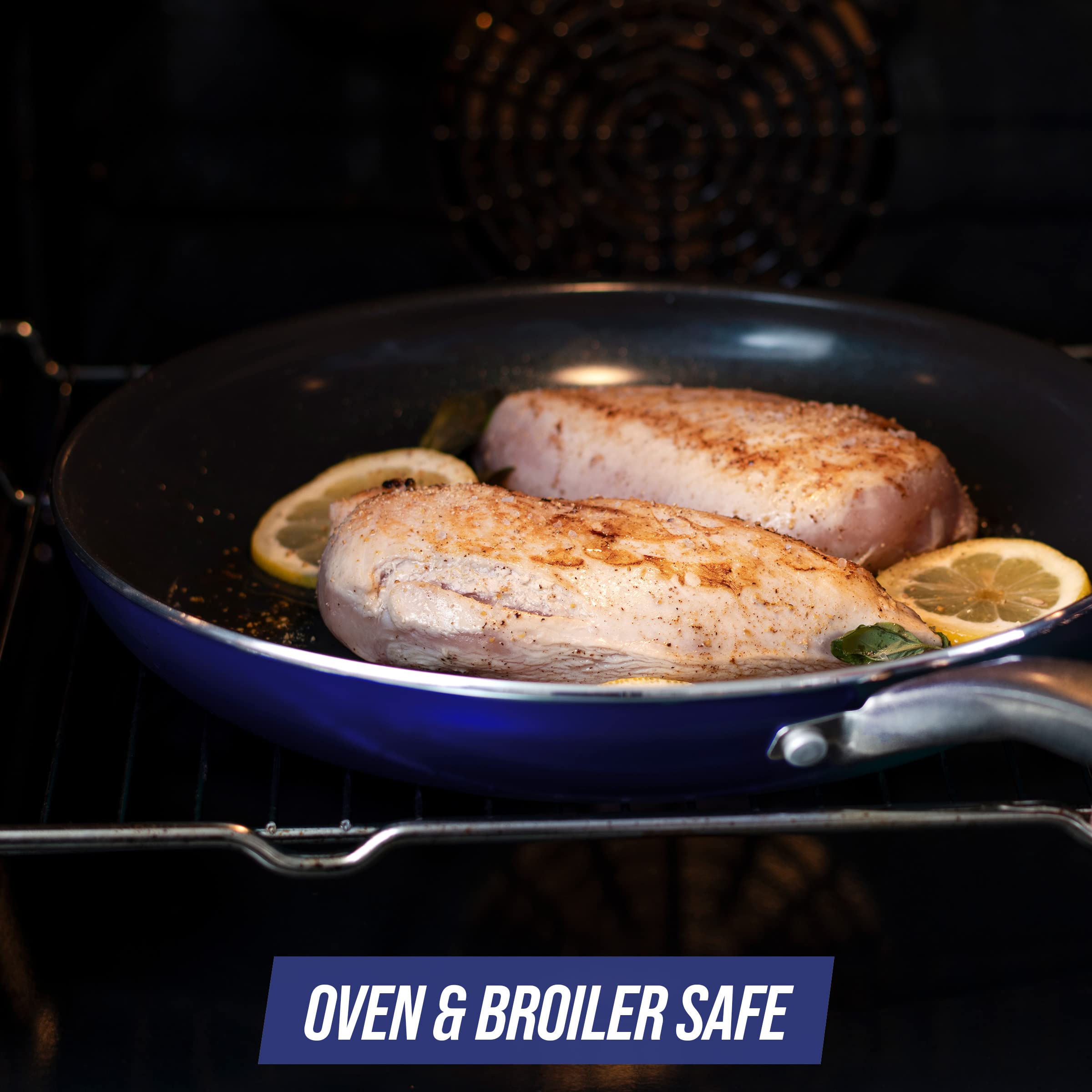 Blue Diamond Nonstick Aluminum Wok Pan - 28cm PFAS-Free Cookware for Induction, Gas, Electric Stoves & Oven Safe - Dishwasher Safe Blue Wok for Stir-Frying, Sautéing & Asian Cooking