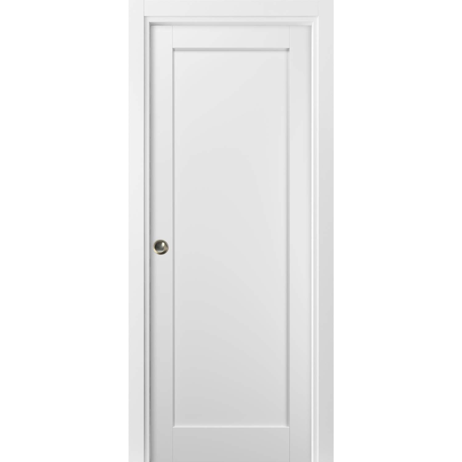 Modern 30x96 Pocket Door Kit with White Ash Quadro 4111 Frame & MDF Sliding Closet Door - Sturdy Hardware for Bedroom & Home Interior (Space-Saving Solution for Small Rooms & Tight Spaces)