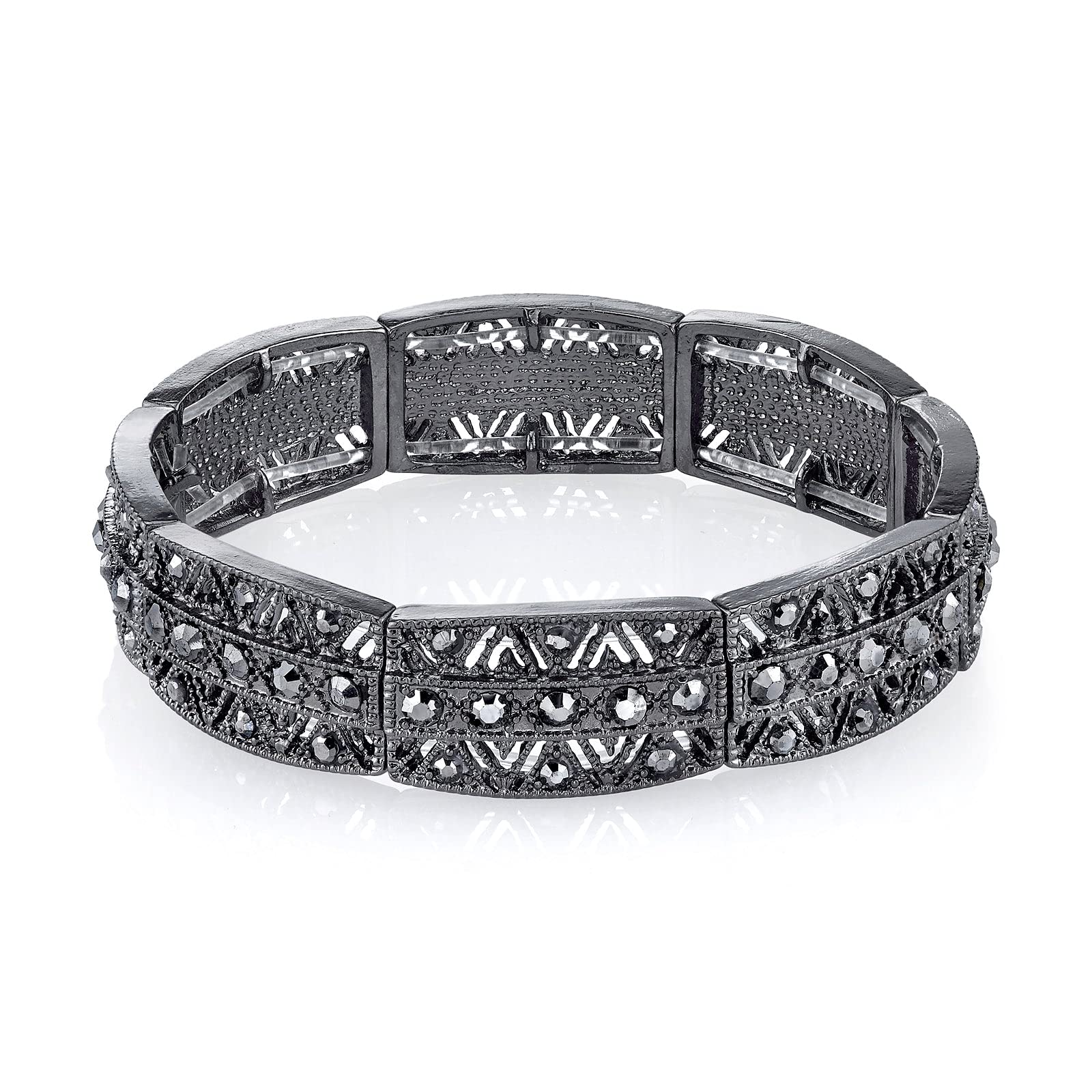 Art Deco Crystal Stretch Bracelet - Vintage Jewelry for Parties & Gifts