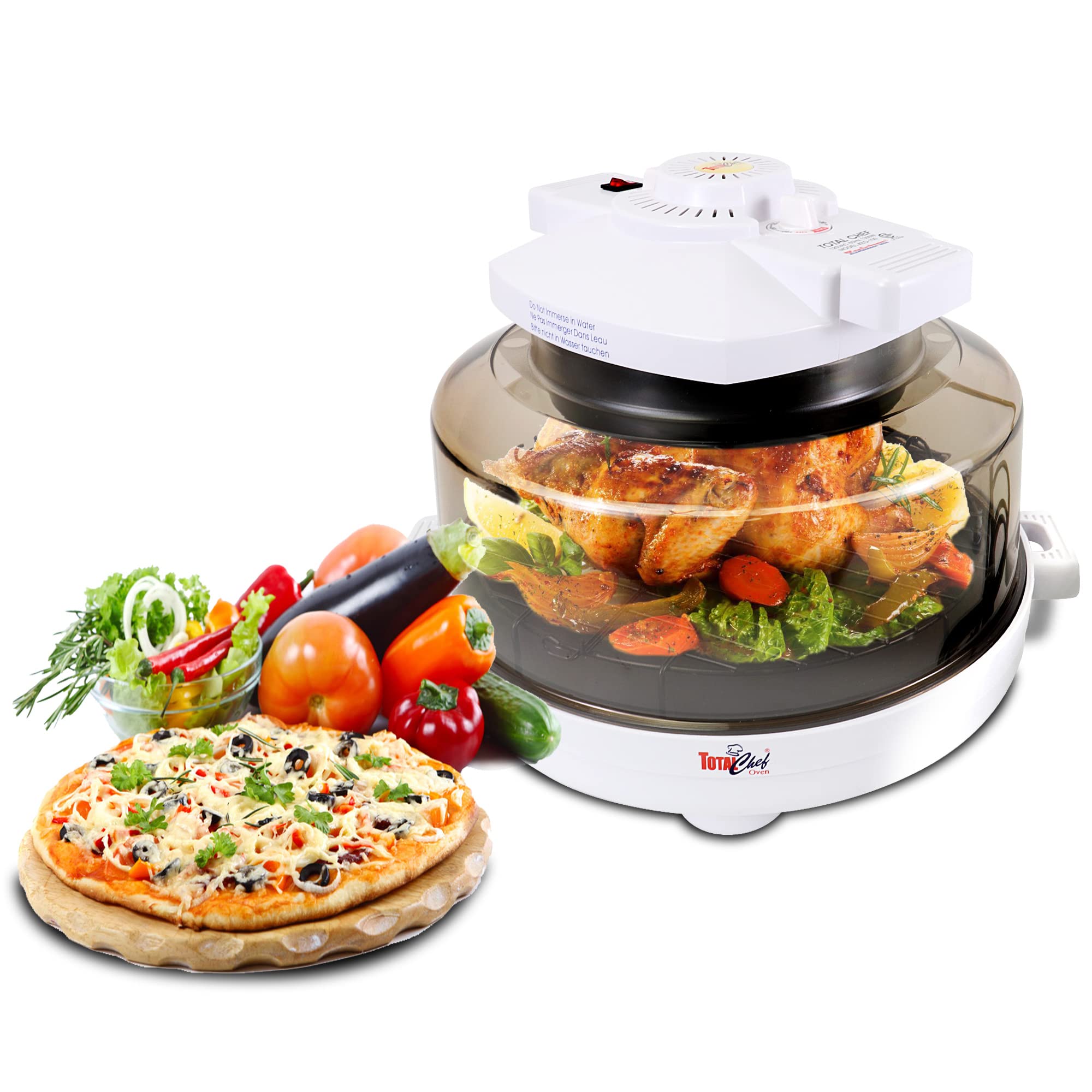 Total Chef 1300W Countertop Infrared Oven with Convection - Air Fry, Roast, Bake, Broil & Steam | Digital Time & Temperature Control | Perfect for Dorm, RV, Apartment & Small Kitchen | Compact White Kitchen Appliance for Healthy Cooking