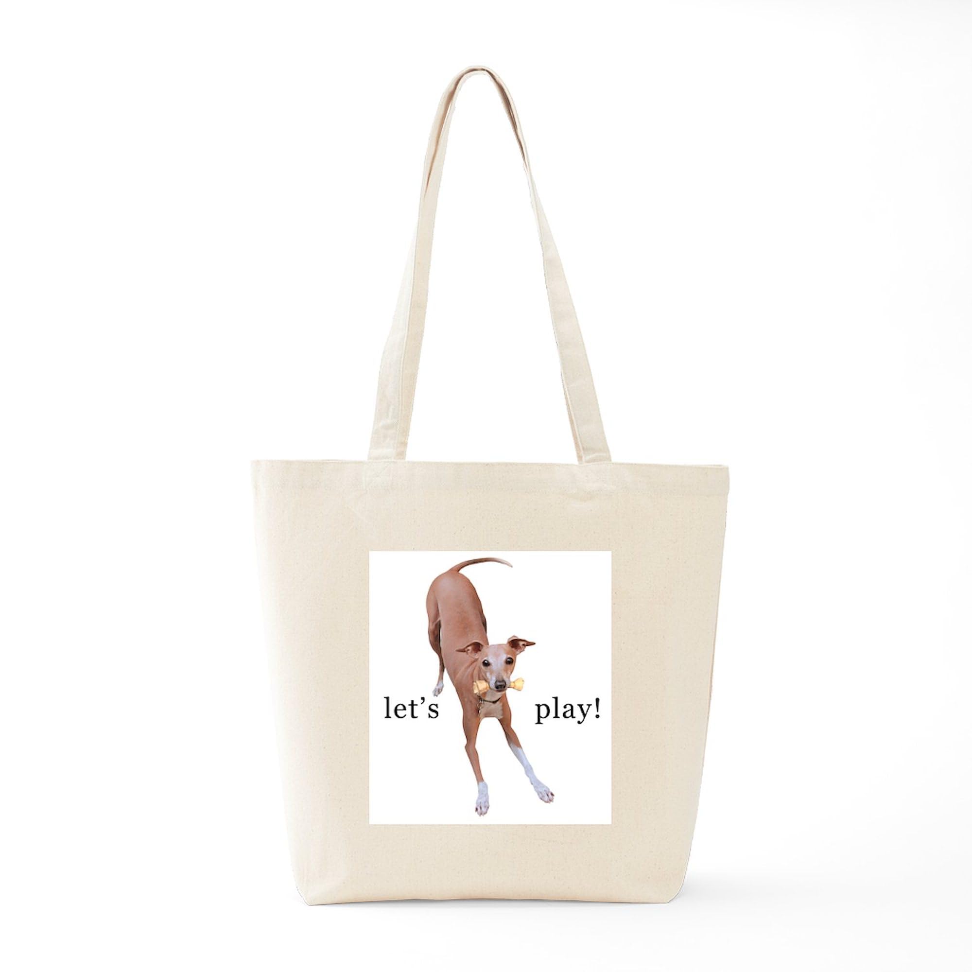 Stylish Italian Greyhound 'Let's Play!' Canvas Tote Bag - Eco-Friendly Reusable Shopping Bag for Groceries, Beach & Daily Use