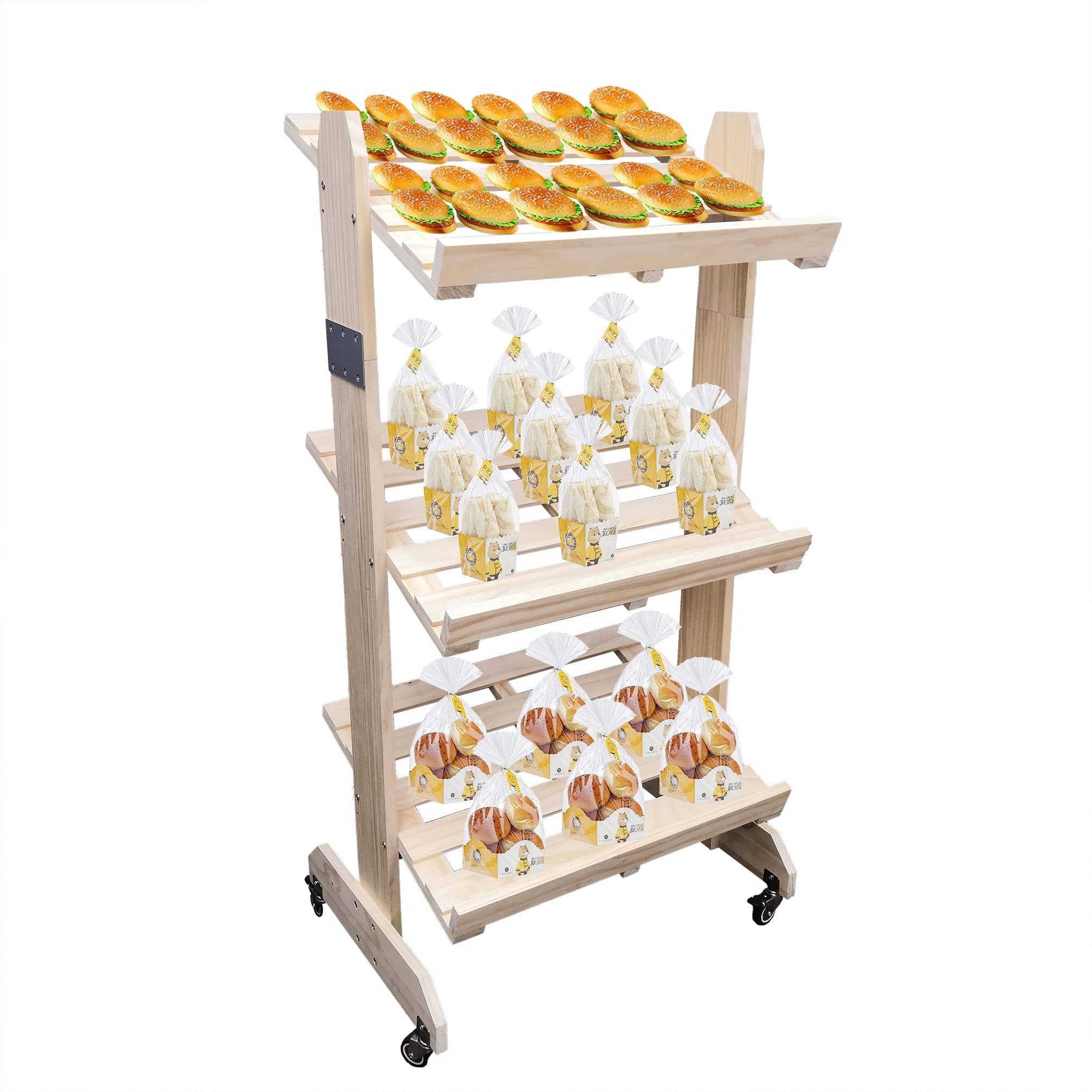 FixtureDisplays® Wooden Bakery Display Rack - 26.8