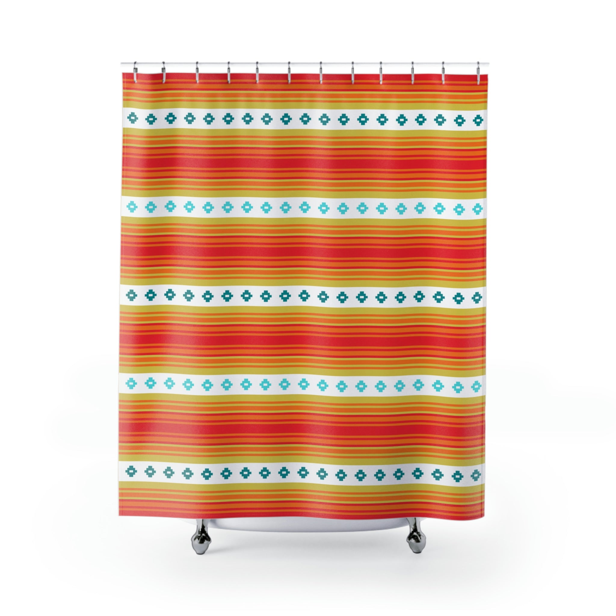 Southwestern Shower Curtain - Western Style Bathroom Decor with Vibrant Patterns, Waterproof & Mold Resistant, Standard Size 72x72 Inches - Perfect for Boho, Ranch or Desert Themed Bathrooms