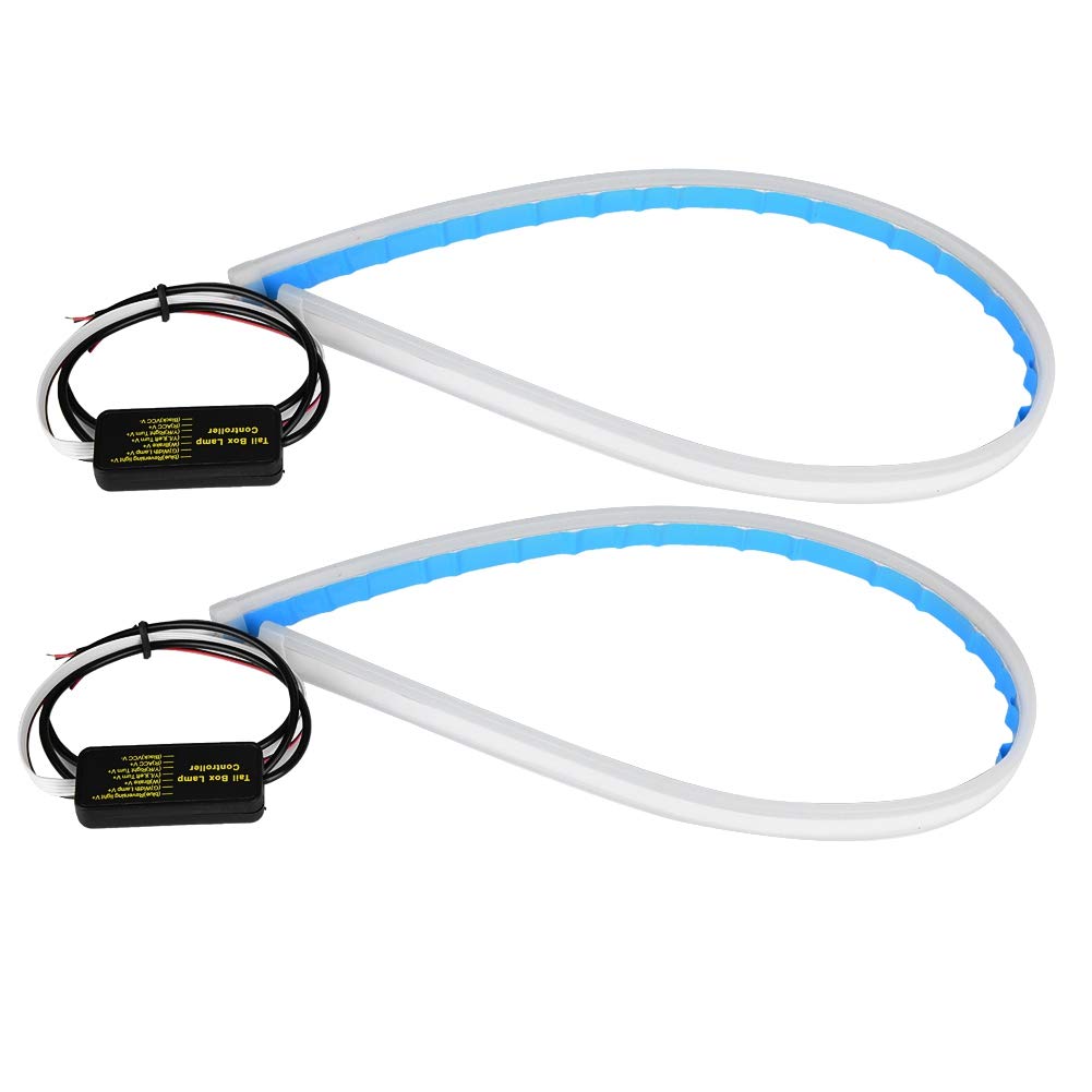 Gorgeri 2-Pack 60cm Waterproof Blue LED Car Light Strips - Flexible DRL Daytime Running Lights & Turn Signal Light Tubes for Cars, Trucks, SUVs (Perfect for Interior/Exterior Lighting & Custom Vehicle Styling)