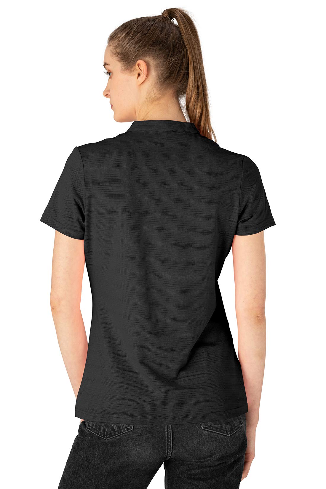 YSENTO Women's Dry Fit Golf Polo Shirts - Breathable Moisture Wicking Short Sleeve V Neck Collarless Athletic Shirts for Golf, Tennis & Casual Wear