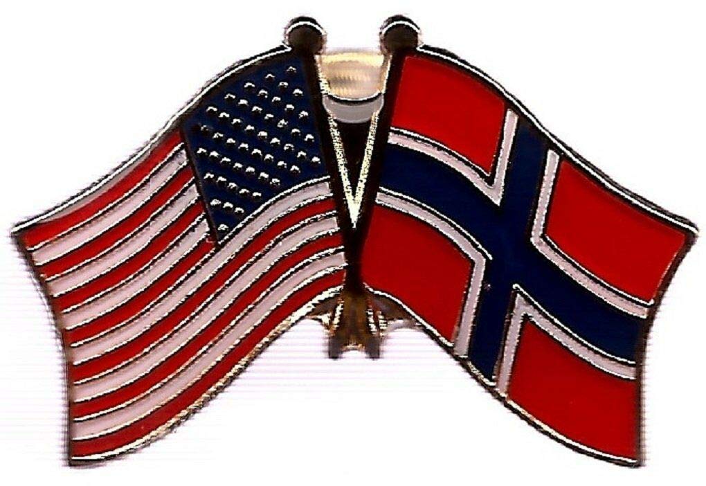 Wholesale Pack of 50 USA Norway Friendship Flag Lapel Pins - Bike Hat & Motorcycle Accessories - Clothing Studs for Caps, Jackets & Biker Gear