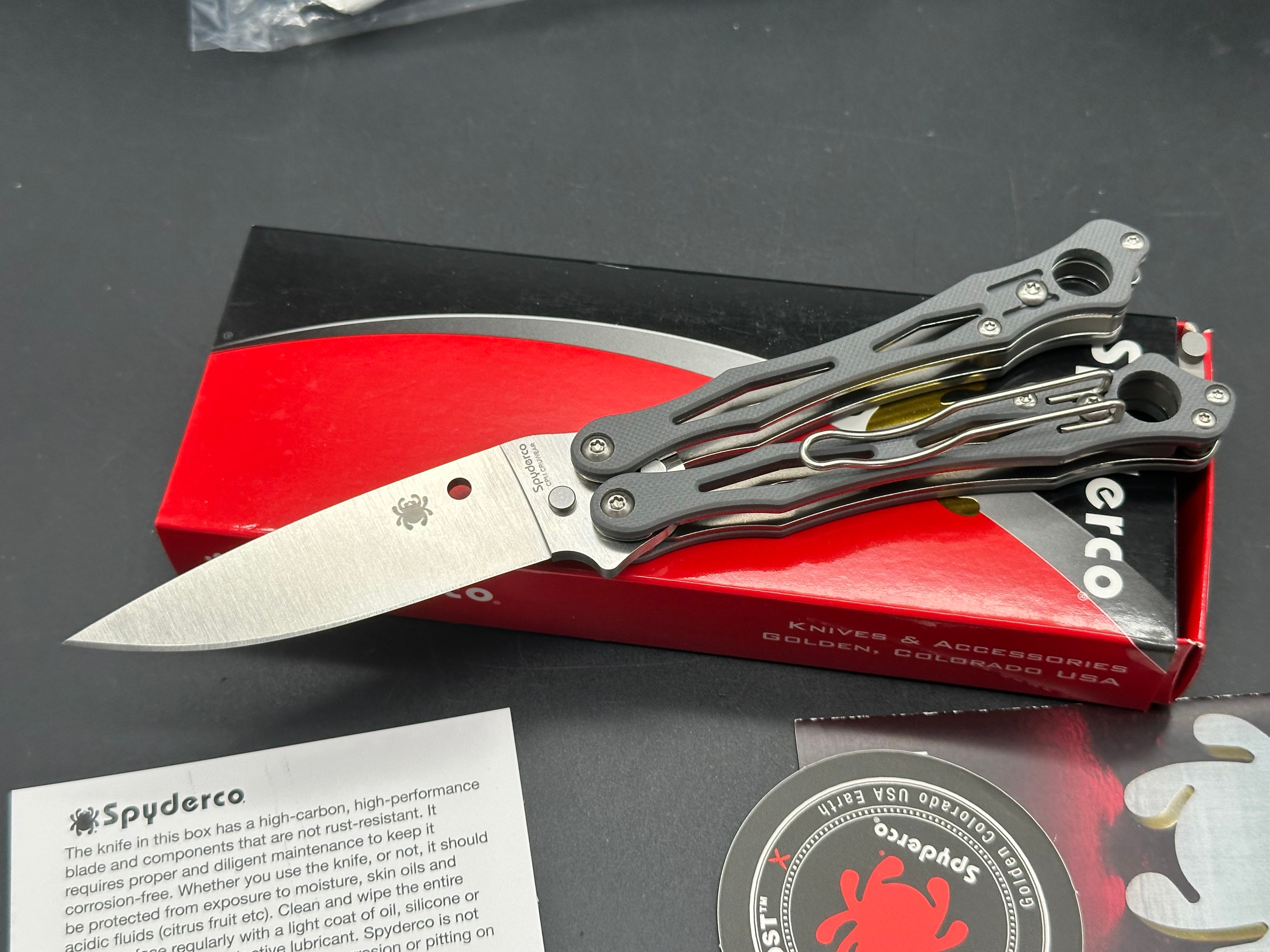 Spyderco SmallFly 2 Folding Butterfly Knife - Gray G10 Handle, 3.4
