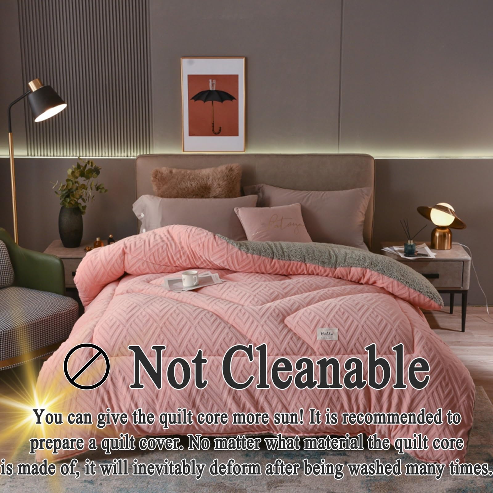 Premium Lambswool Sherpa Winter Blanket - Ultra Warm & Fluffy Quilted Comforter for Cold Weather - 220x240cm (Queen Size) - Perfect for Bedroom, Guest Room & Cozy Cabin Retreats